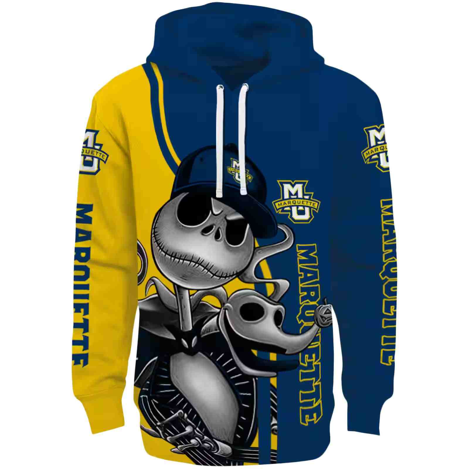 Marquette Golden Eagles Jack Skellington Blue Hoodie