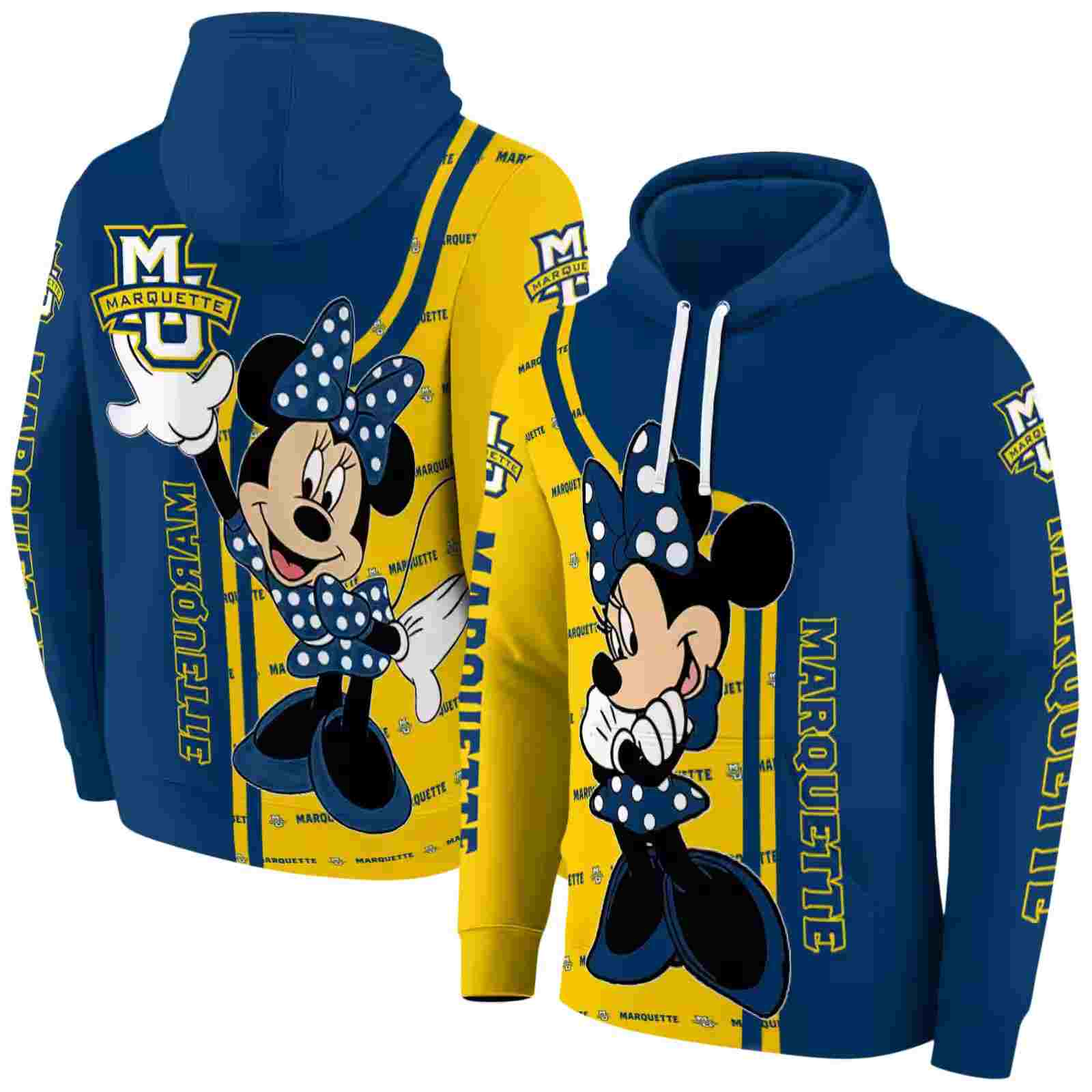 marquette golden eagles minnie mouse blue hoodie fashion forward