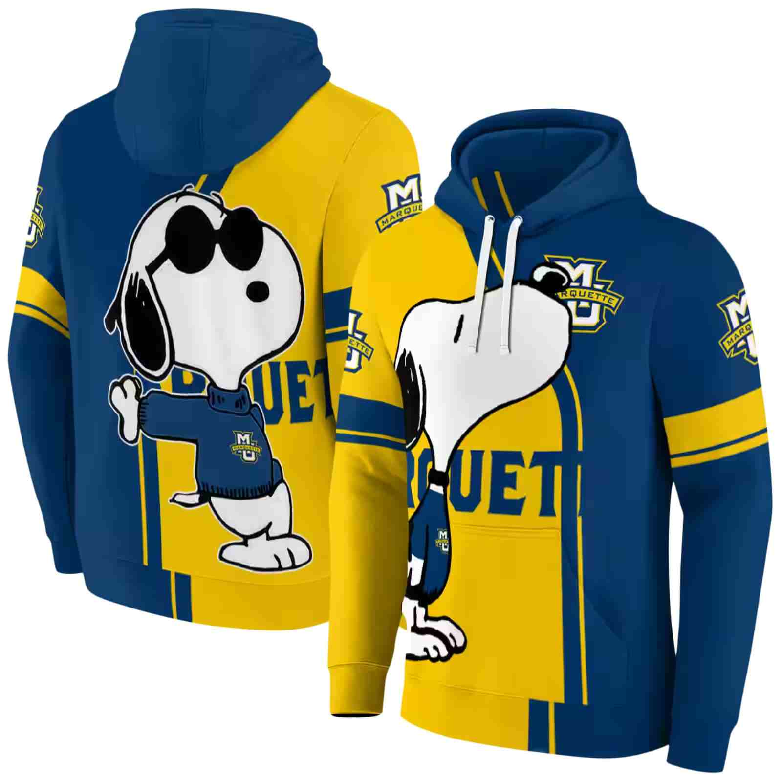 marquette golden eagles playful snoopy blue hoodie fashion forward