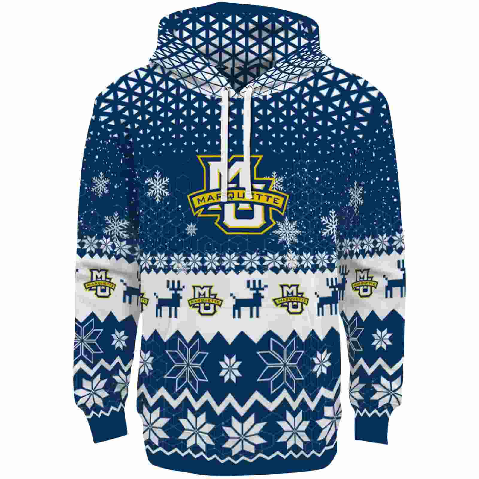 Marquette Golden Eagles Reindeer Motif Blue Hoodie