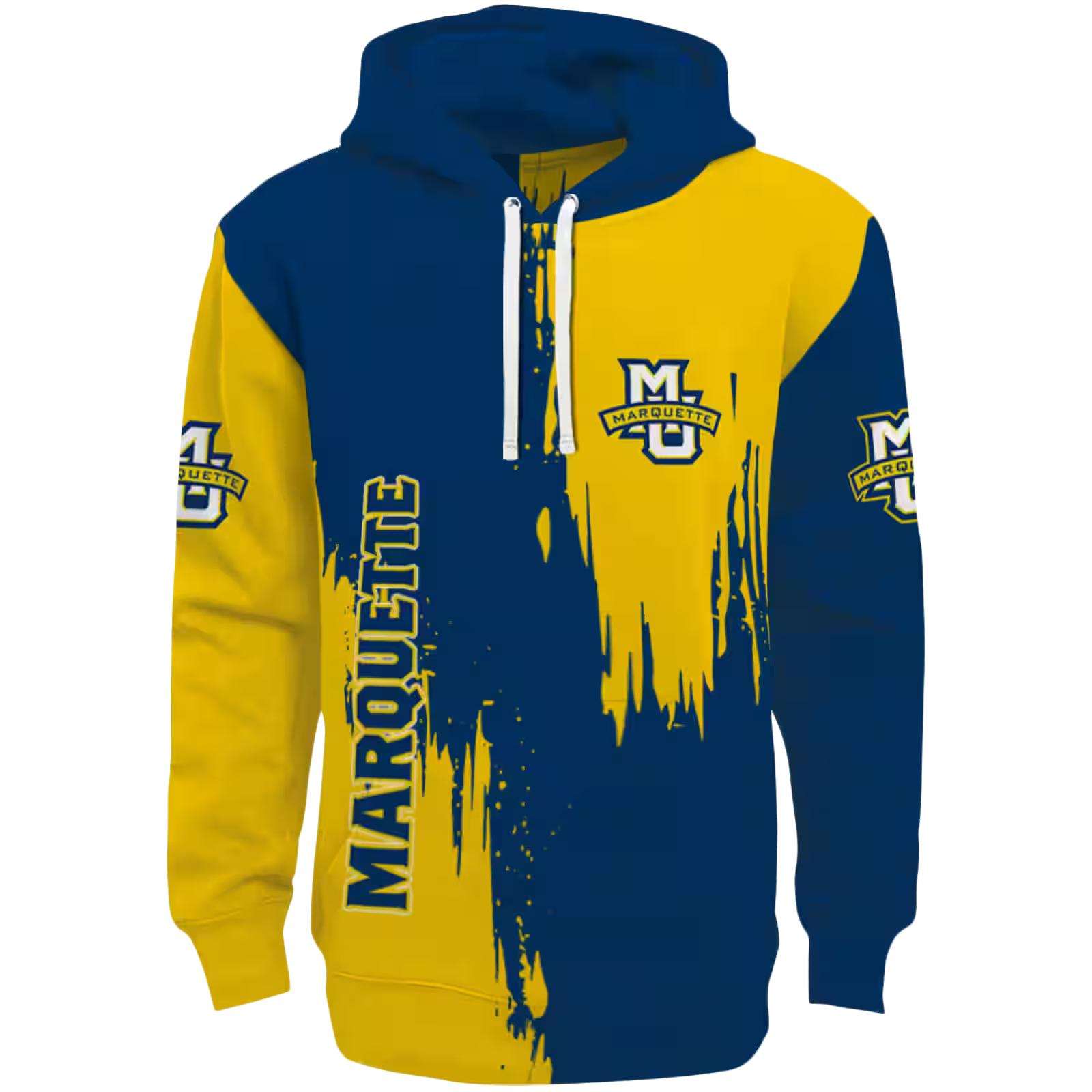 Marquette Golden Eagles Splatter Effect Blue Hoodie