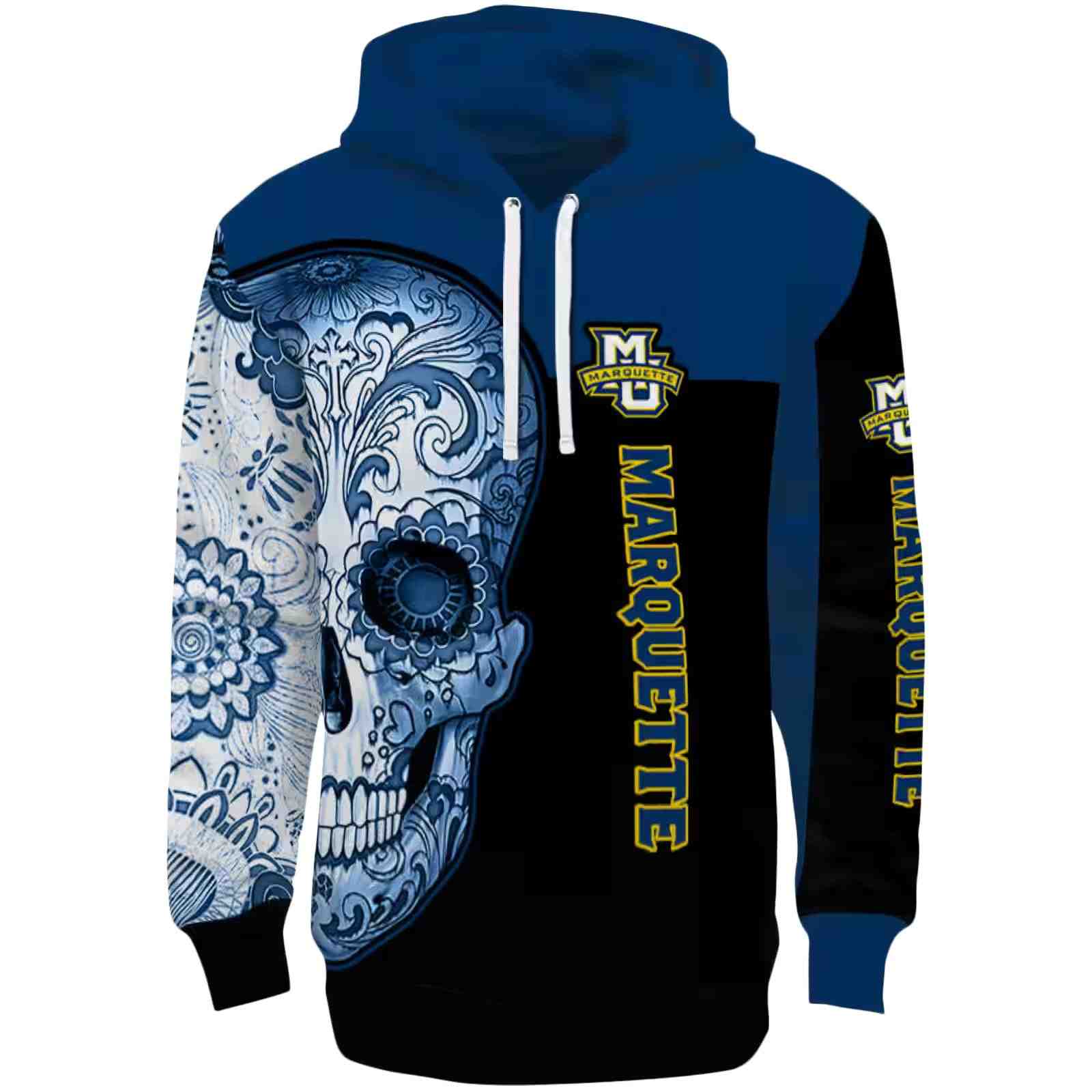 Marquette Golden Eagles Sugar Skull Blue Black Hoodie