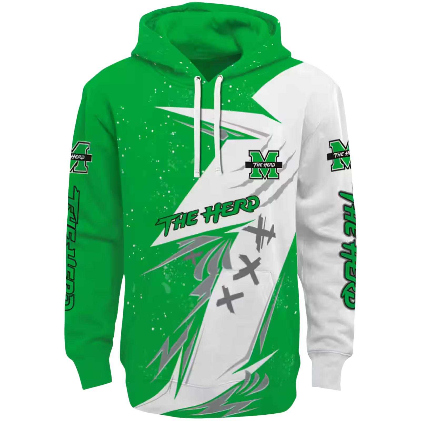 Marshall Thundering Herd Dynamic Slash Green White Hoodie