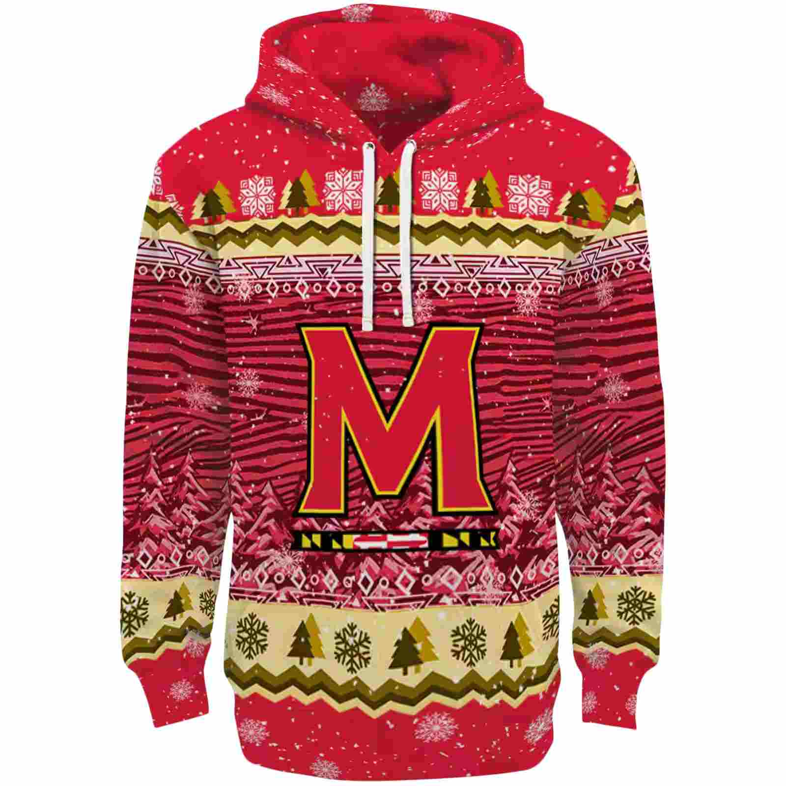 Maryland Terrapins Christmas Trees Red Hoodie