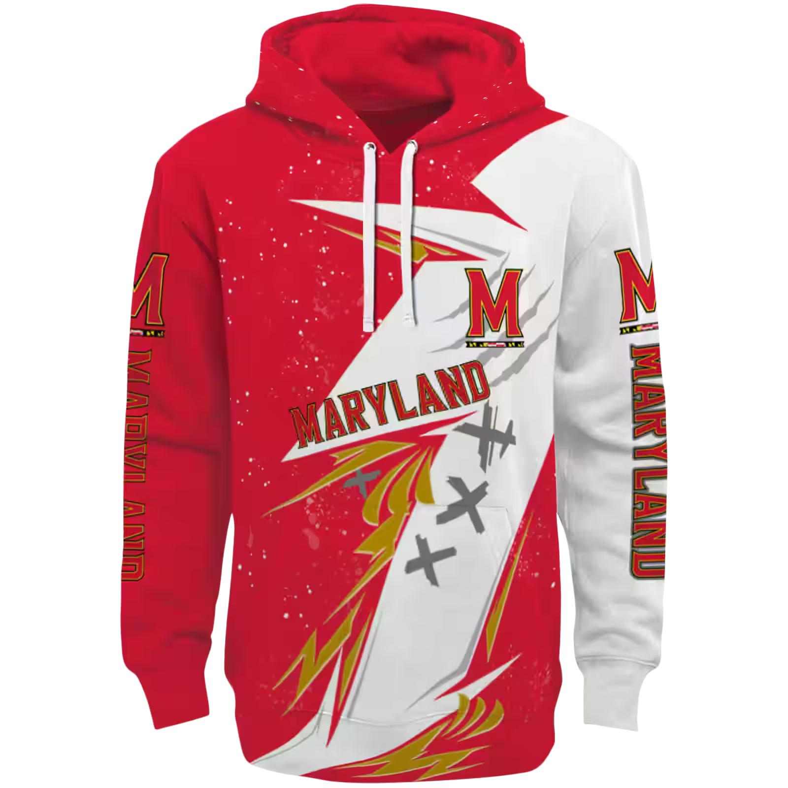 Maryland Terrapins Dynamic Slash Red White Hoodie