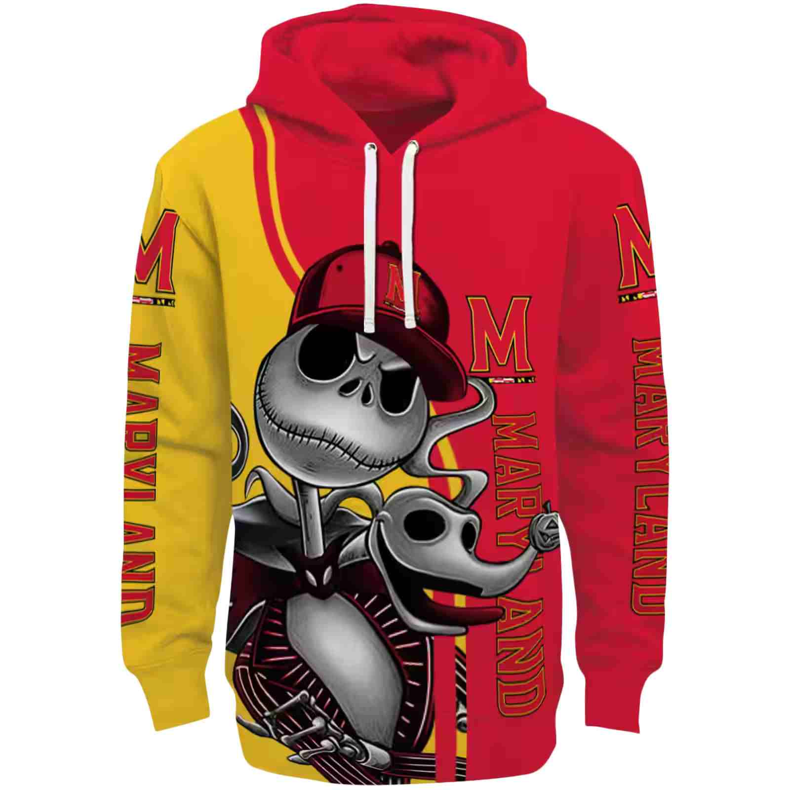 Maryland Terrapins Jack Skellington Red Hoodie