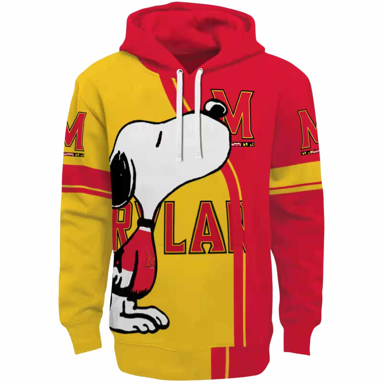 Maryland Terrapins Playful Snoopy Red Hoodie