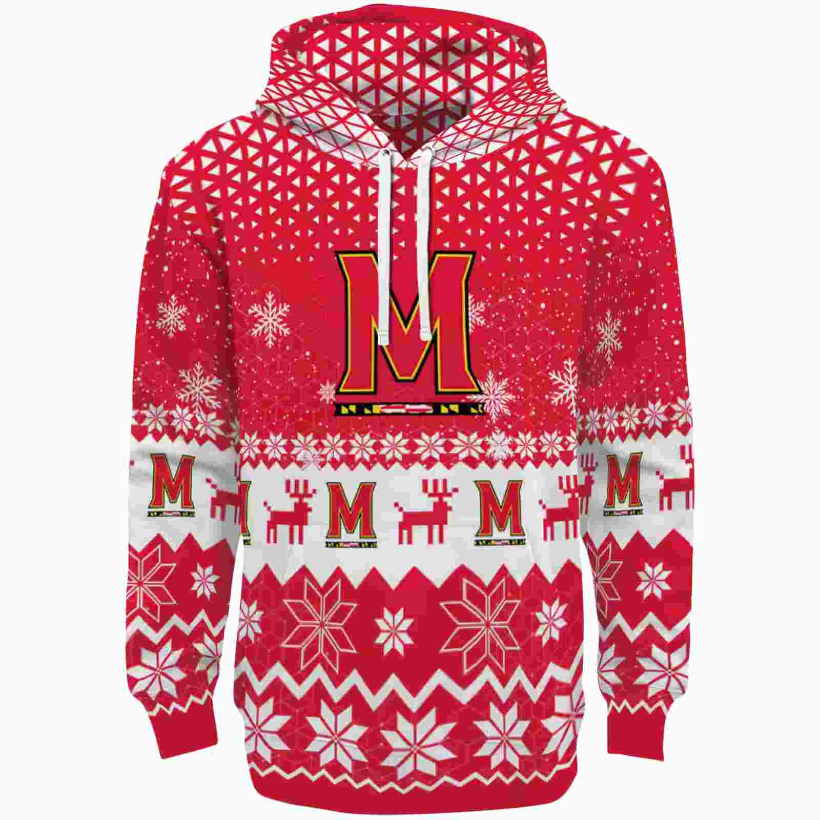 Maryland Terrapins Reindeer Motif Red Hoodie