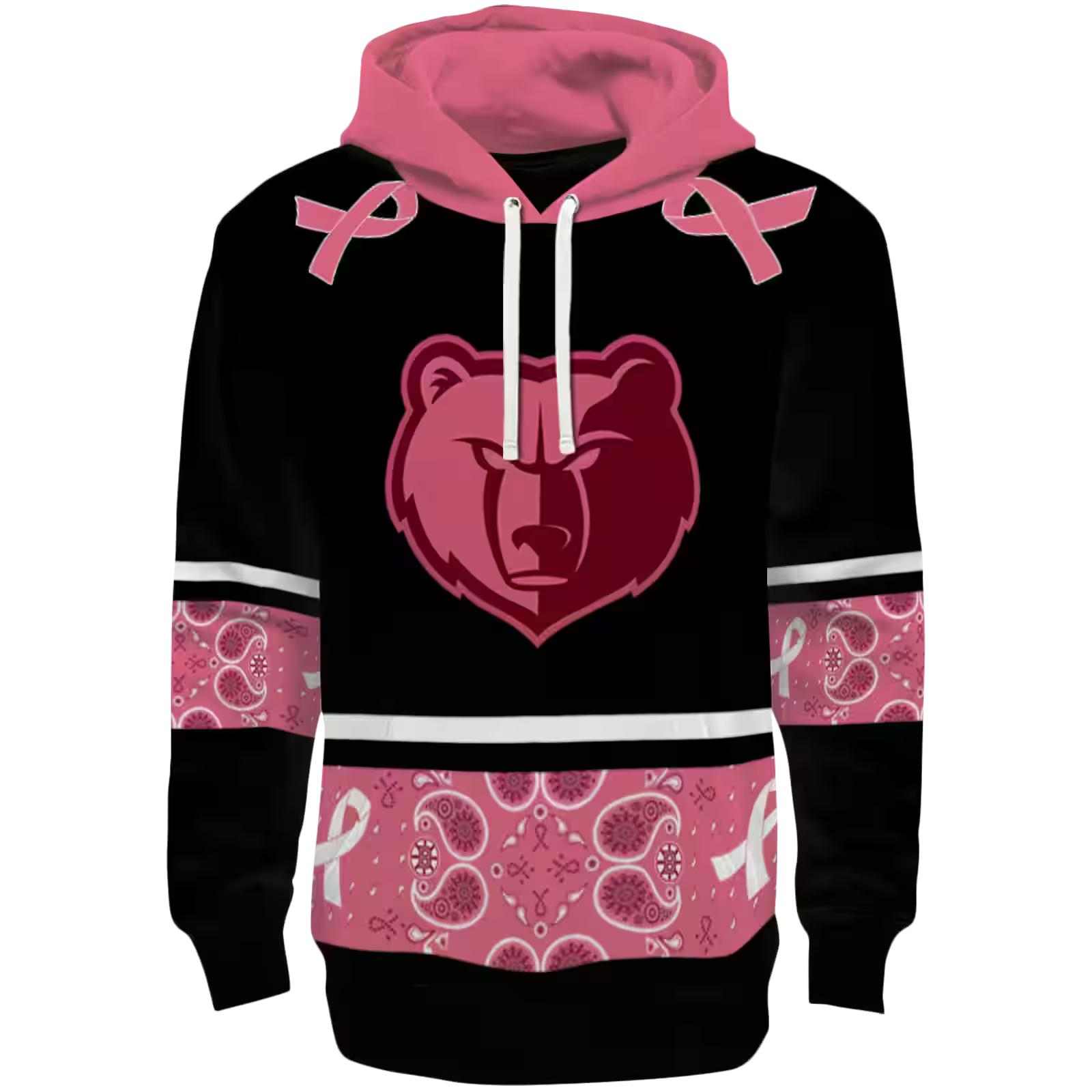 Memphis Grizzlies Awareness Ribbon Black Pink Hoodie