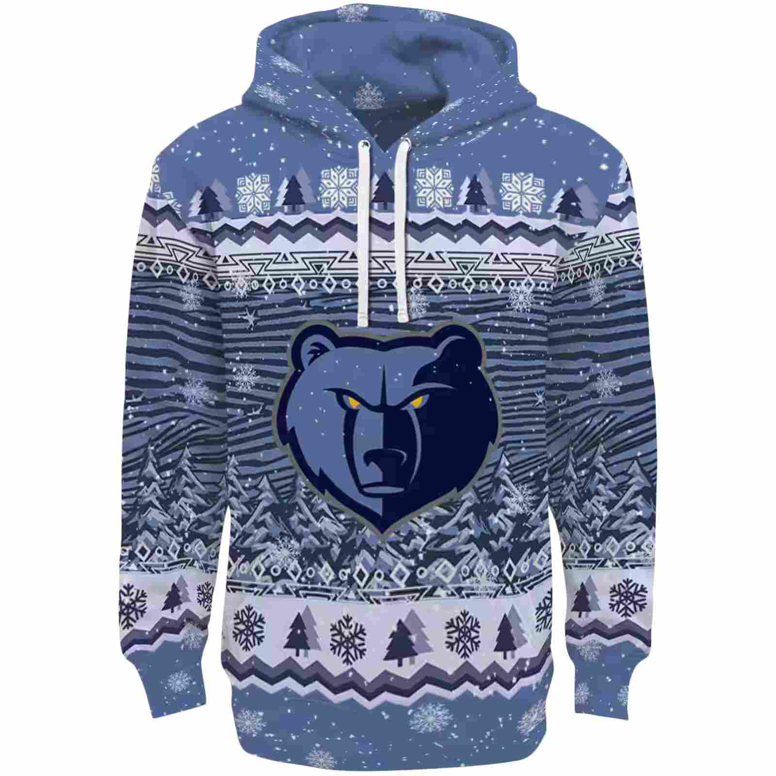 Memphis Grizzlies Christmas Trees Blue Hoodie