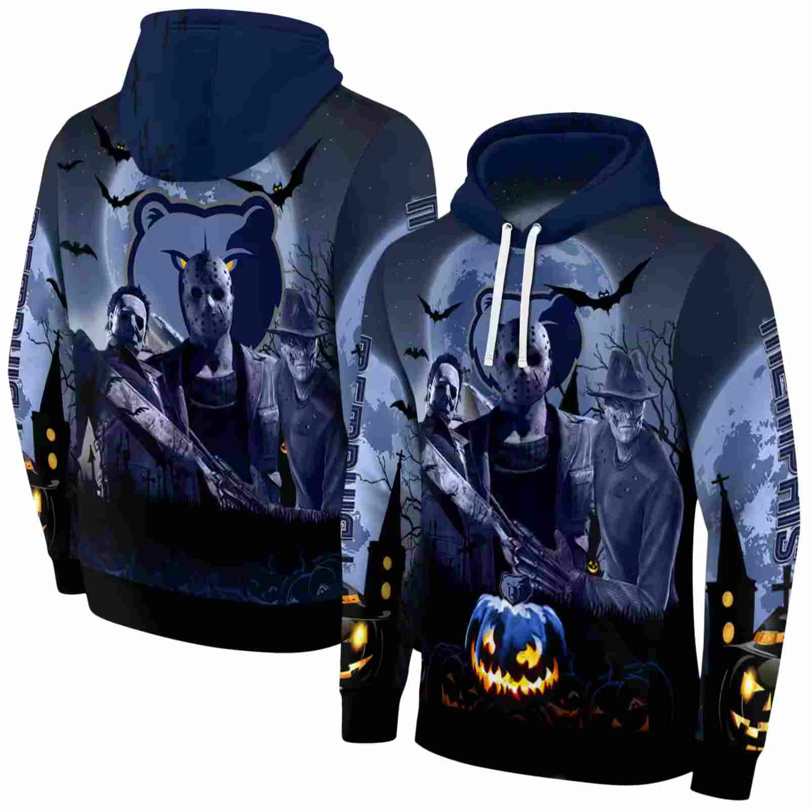 memphis grizzlies halloween vibes blue black hoodie fashion forward