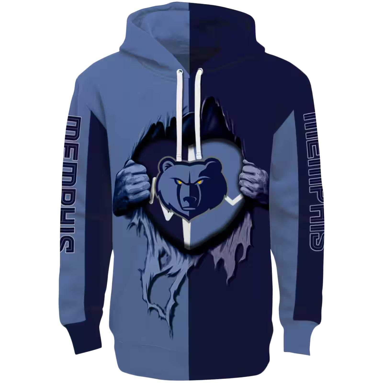 Memphis Grizzlies Heartbeat Graphic Blue Hoodie