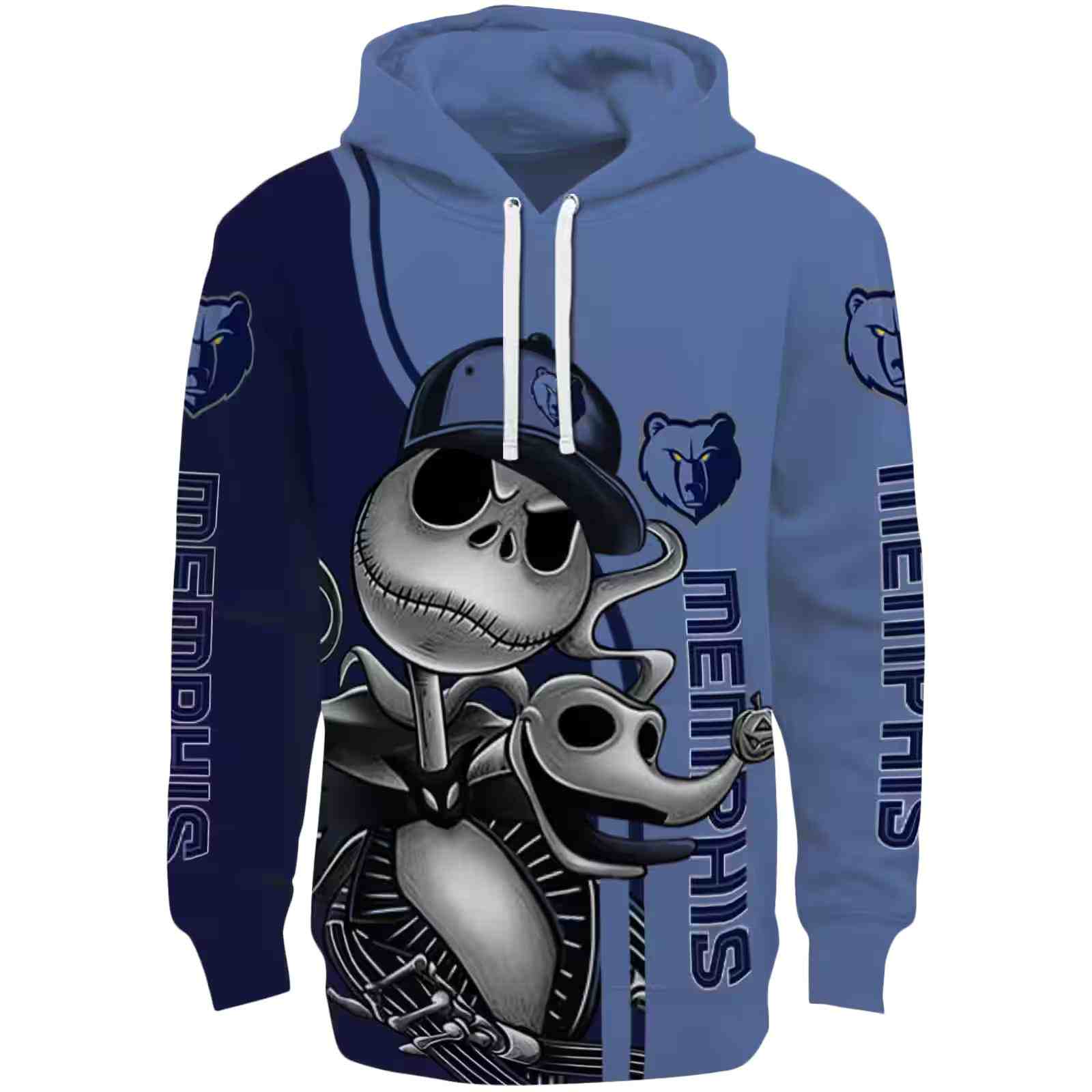 Memphis Grizzlies Jack Skellington Blue Hoodie