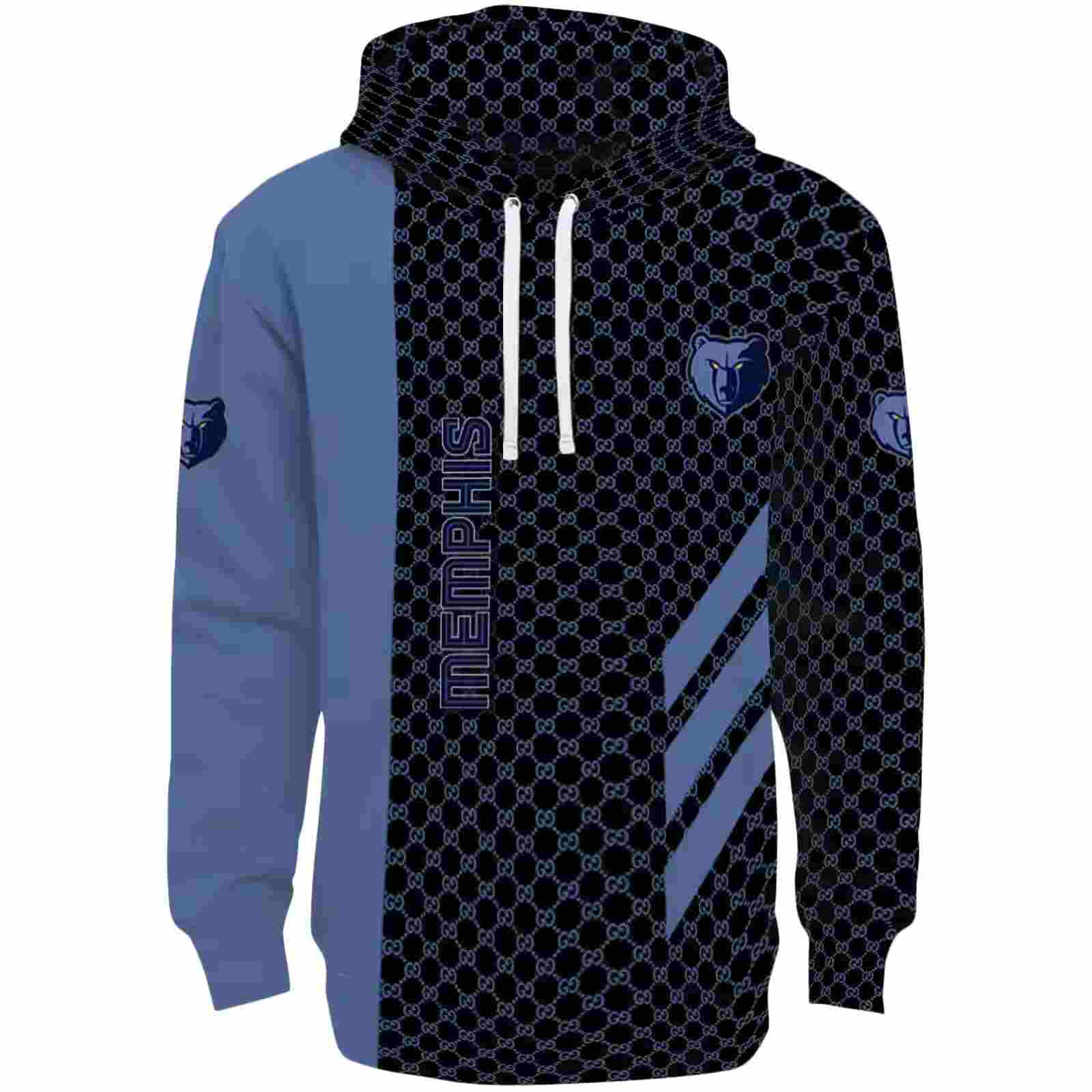 Memphis Grizzlies Monogram Pattern Blue Hoodie