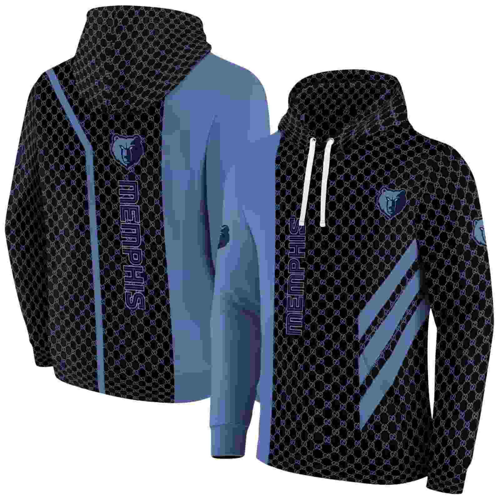 memphis grizzlies monogram pattern blue hoodie fashion forward