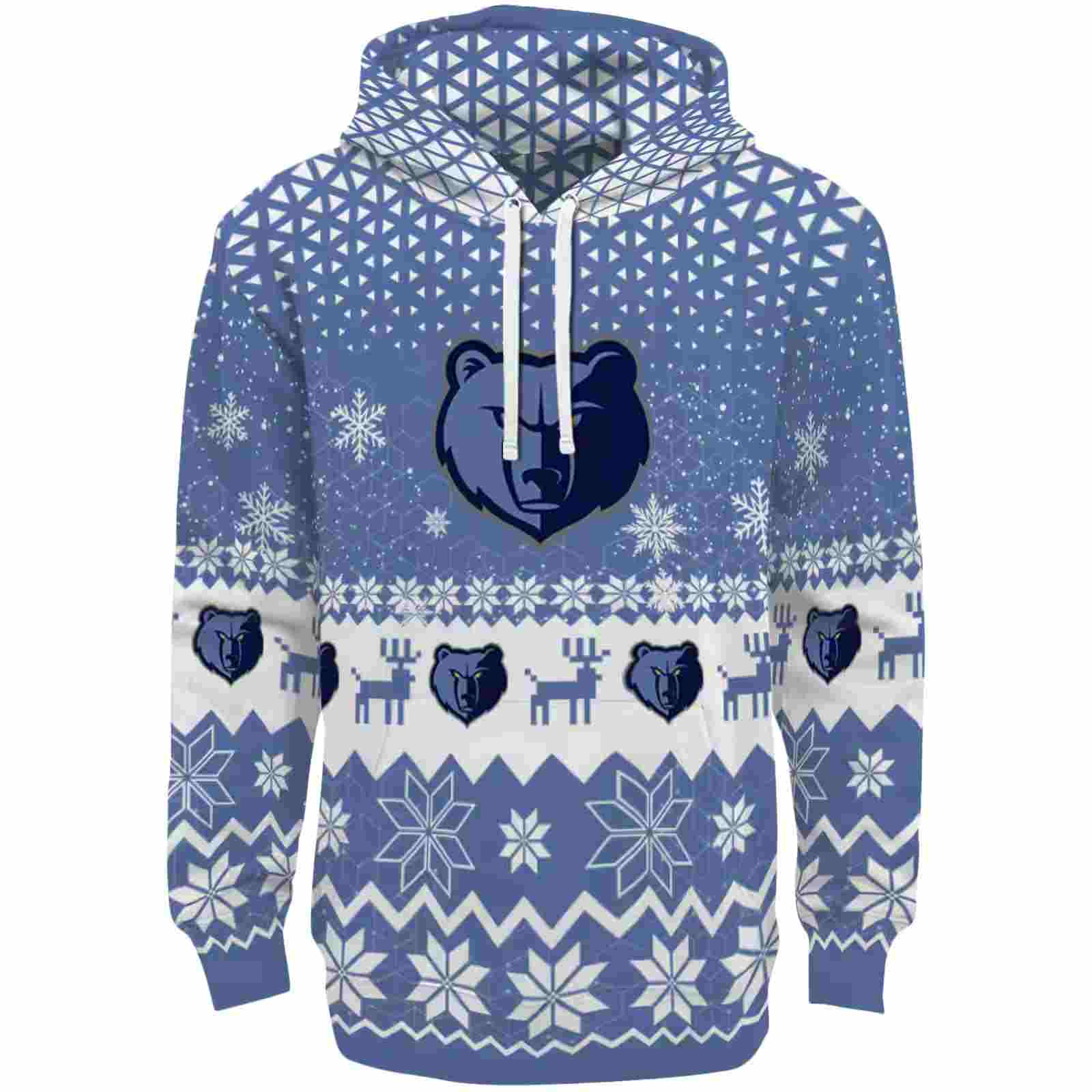 Memphis Grizzlies Reindeer Motif Blue Hoodie