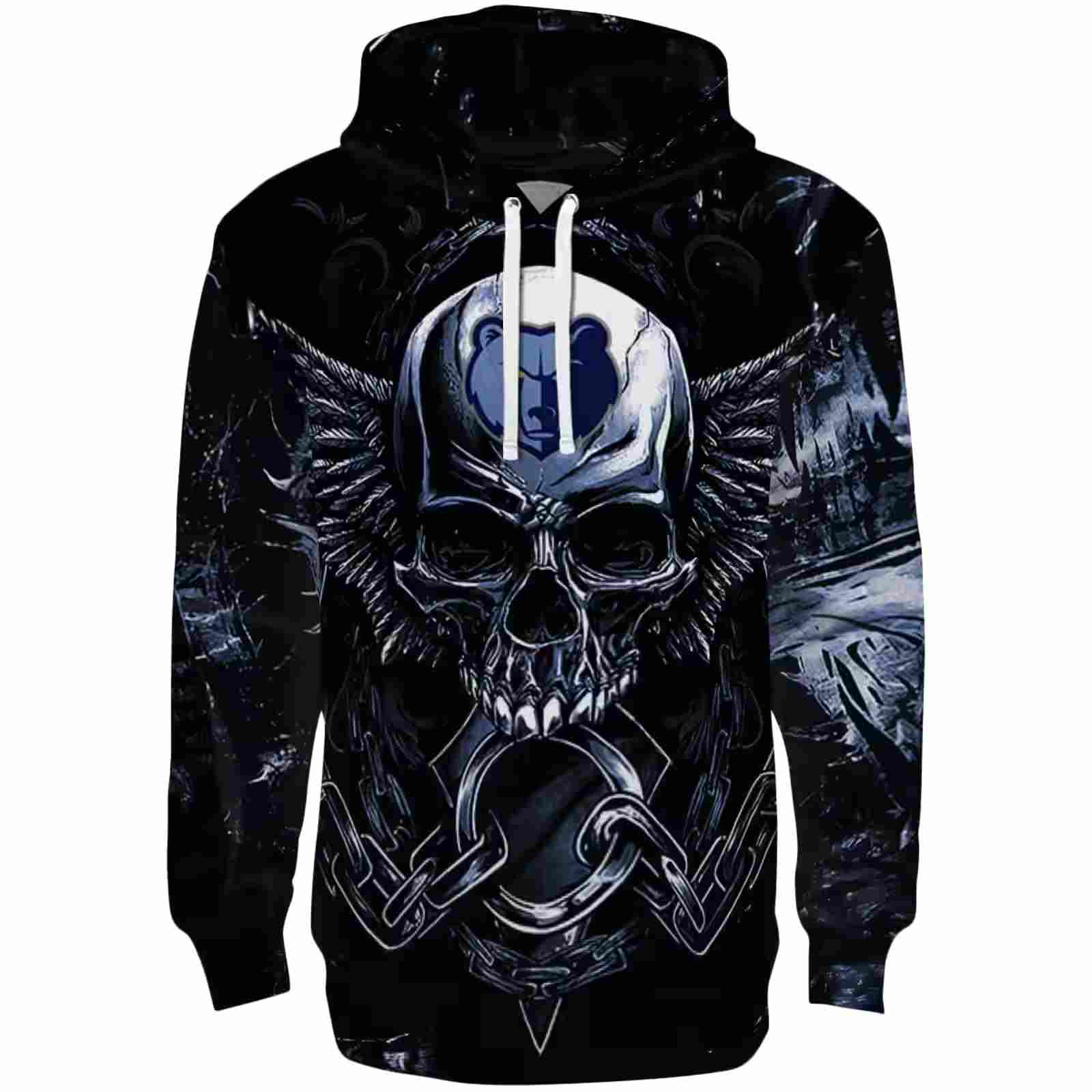 Memphis Grizzlies Skull Artwork Blue Black Hoodie