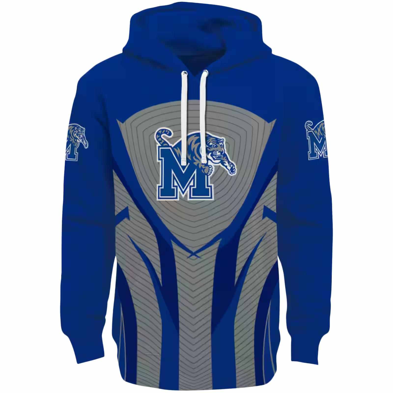 Memphis Tigers Concentric Lines Blue Black Hoodie