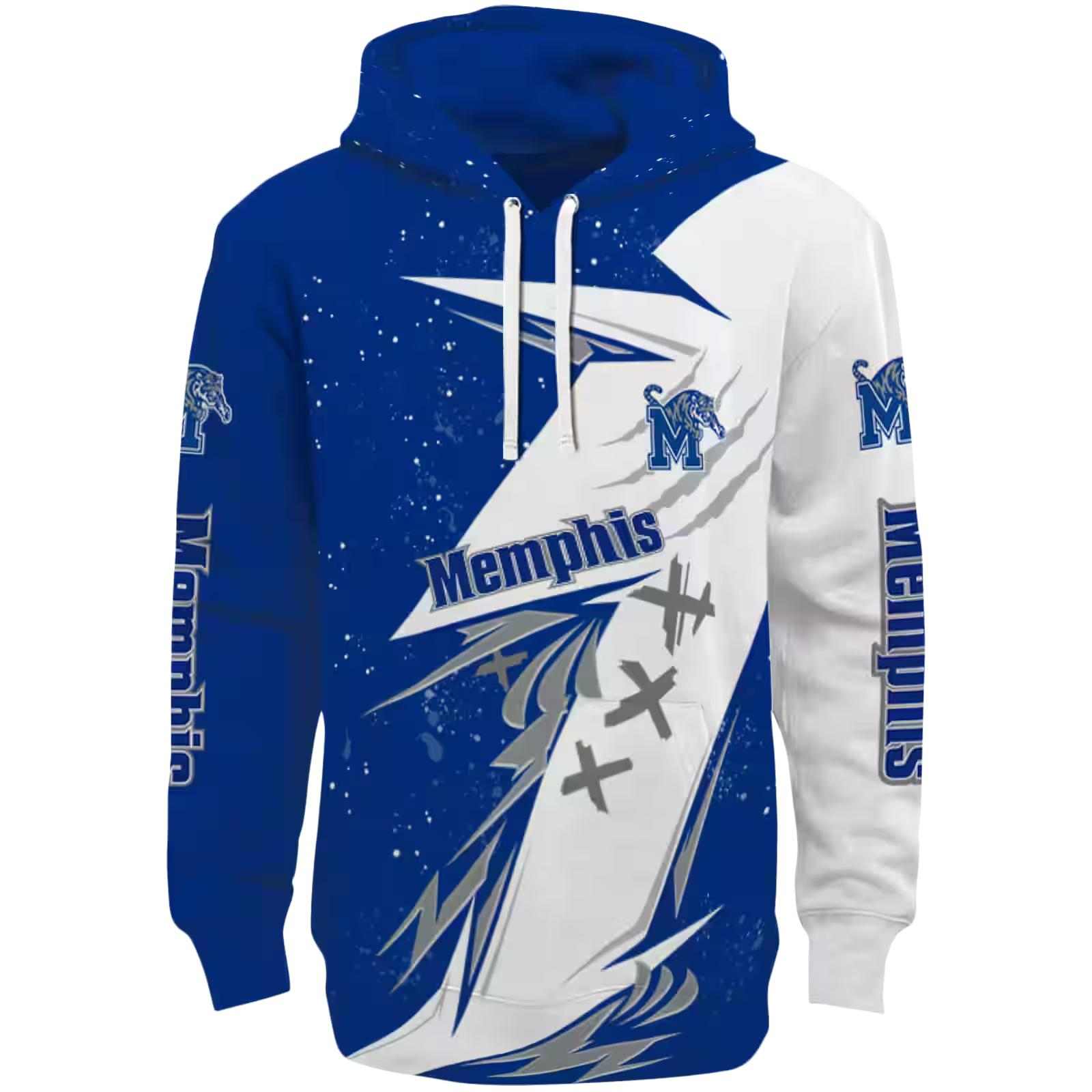 Memphis Tigers Dynamic Slash Blue White Hoodie