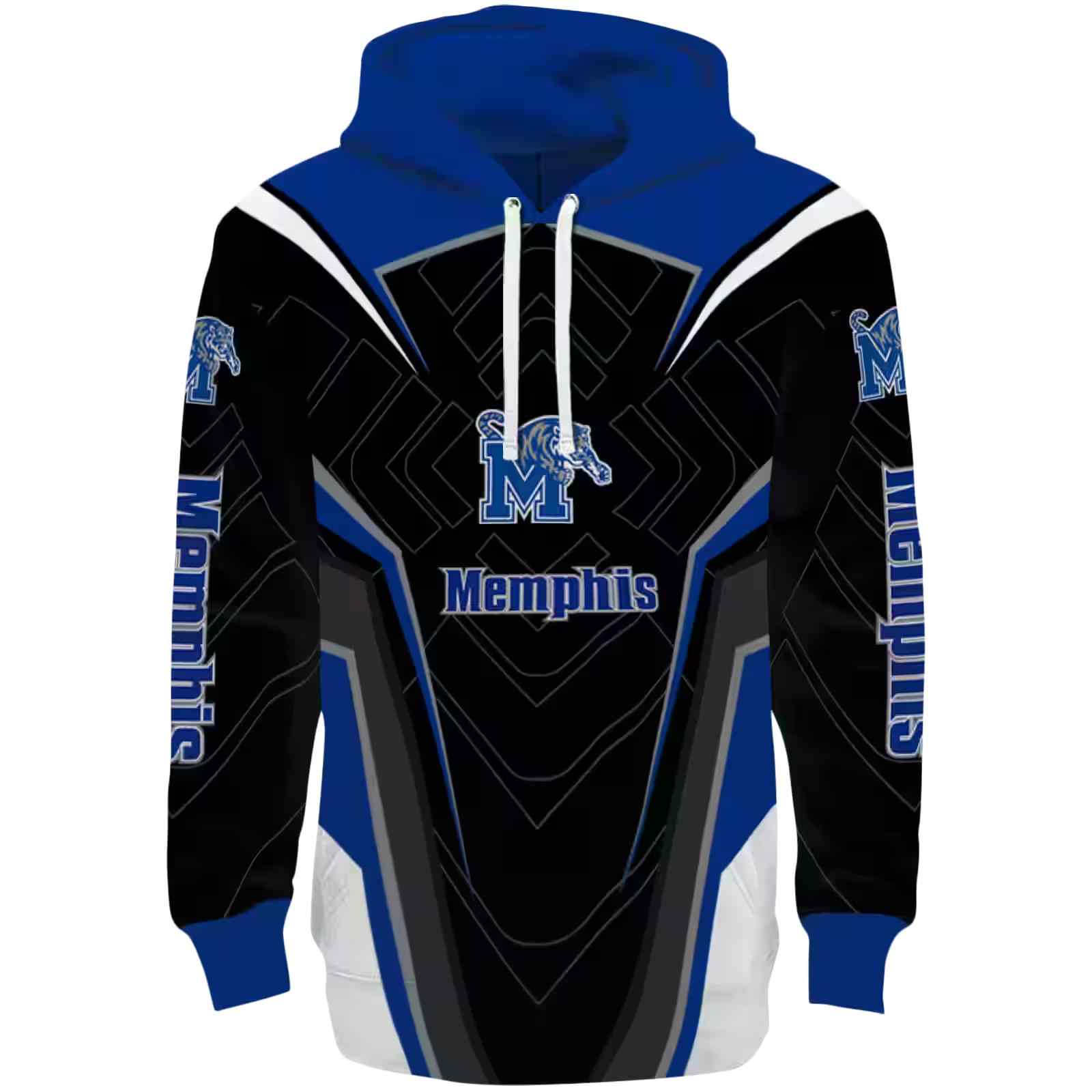 Memphis Tigers Futuristic Pattern Blue Black Hoodie