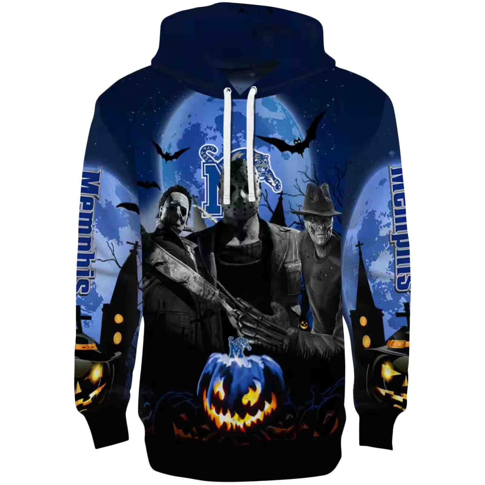 Memphis Tigers Halloween Vibes Blue Black Hoodie