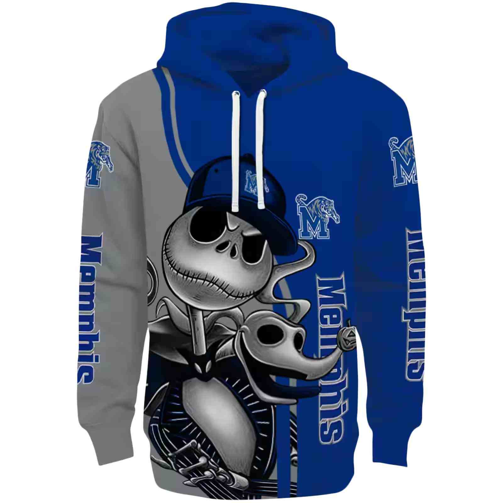 Memphis Tigers Jack Skellington Blue Hoodie