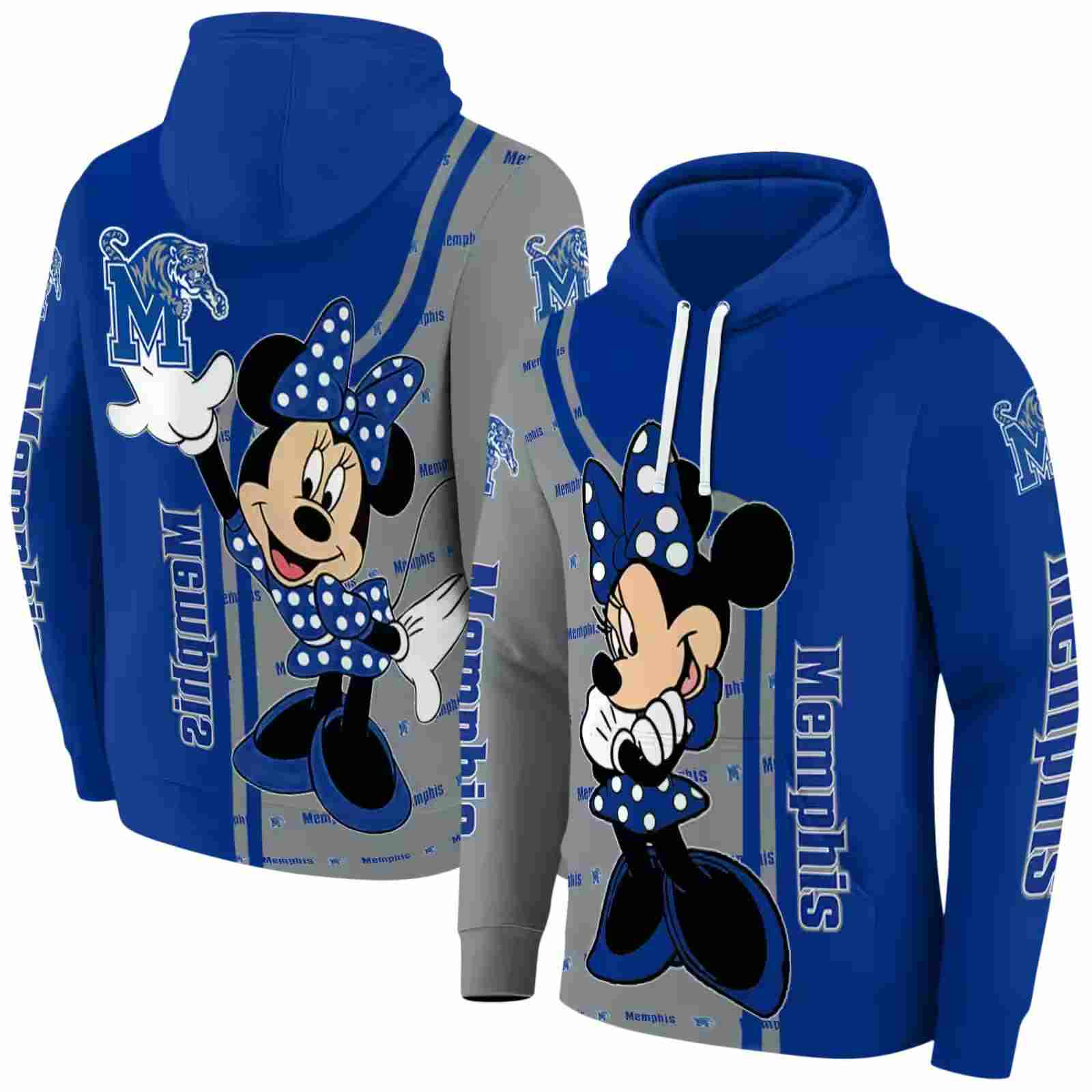 memphis tigers minnie mouse blue hoodie fashion forward