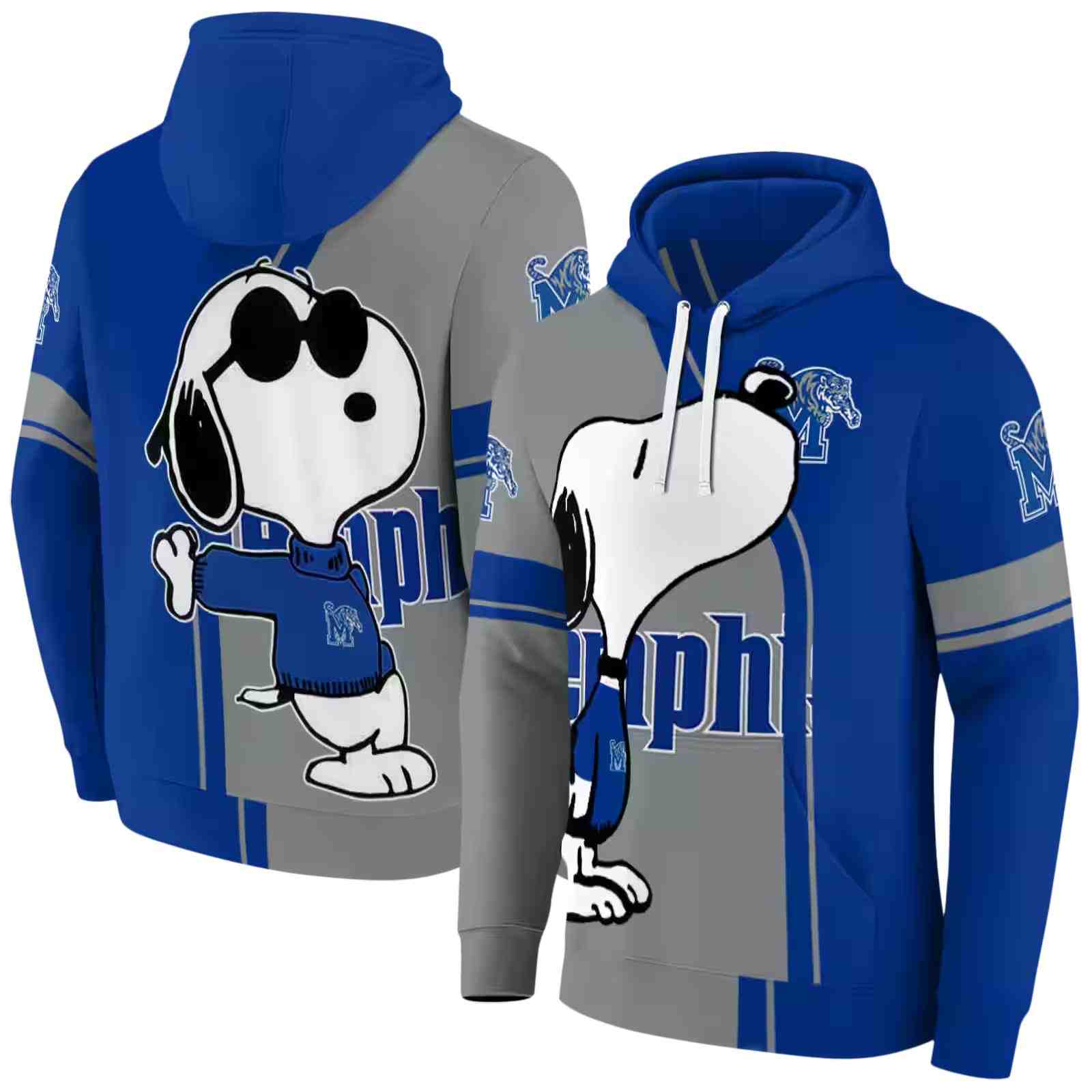 memphis tigers playful snoopy blue hoodie fashion forward