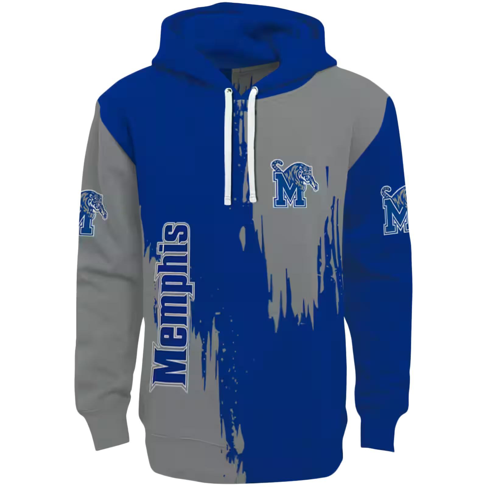 Memphis Tigers Splatter Effect Blue Hoodie