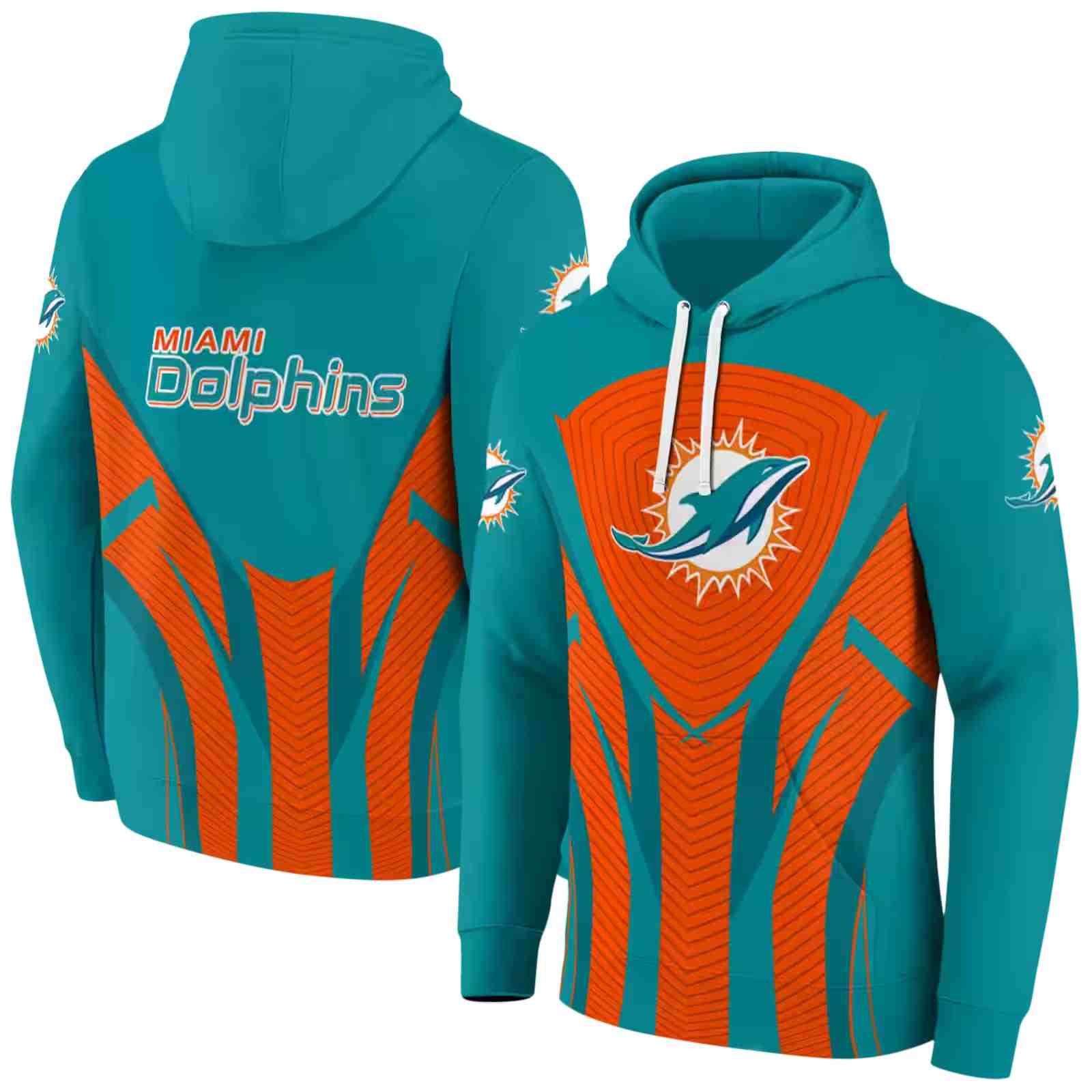 miami dolphins concentric lines aqua black hoodie fashion forward