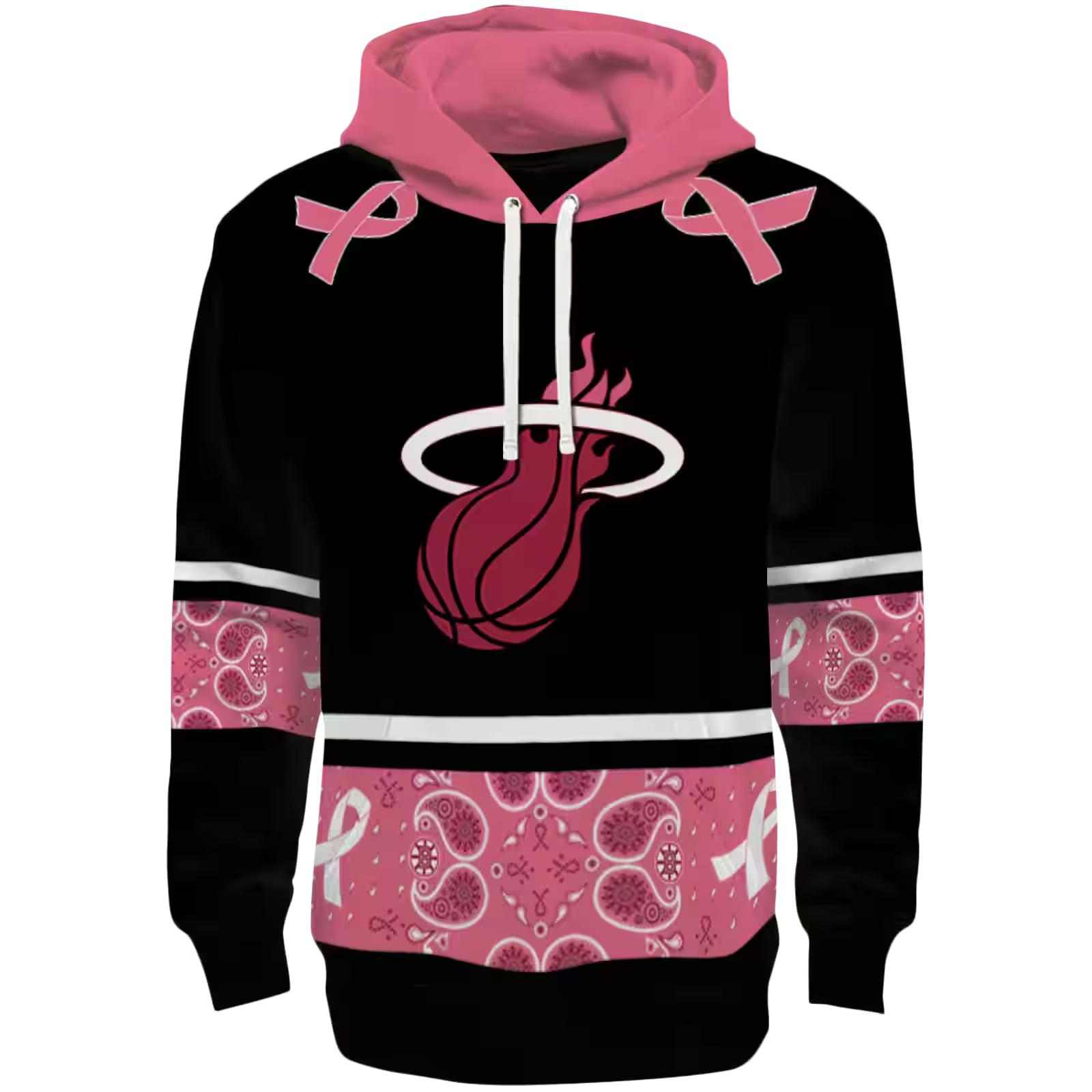 Miami Heat Awareness Ribbon Black Pink Hoodie