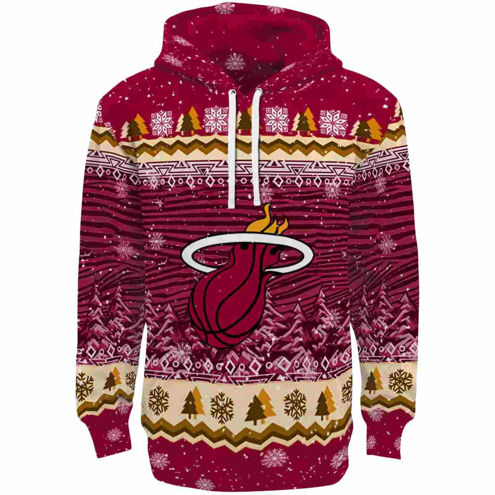 Miami Heat Christmas Trees Red Hoodie