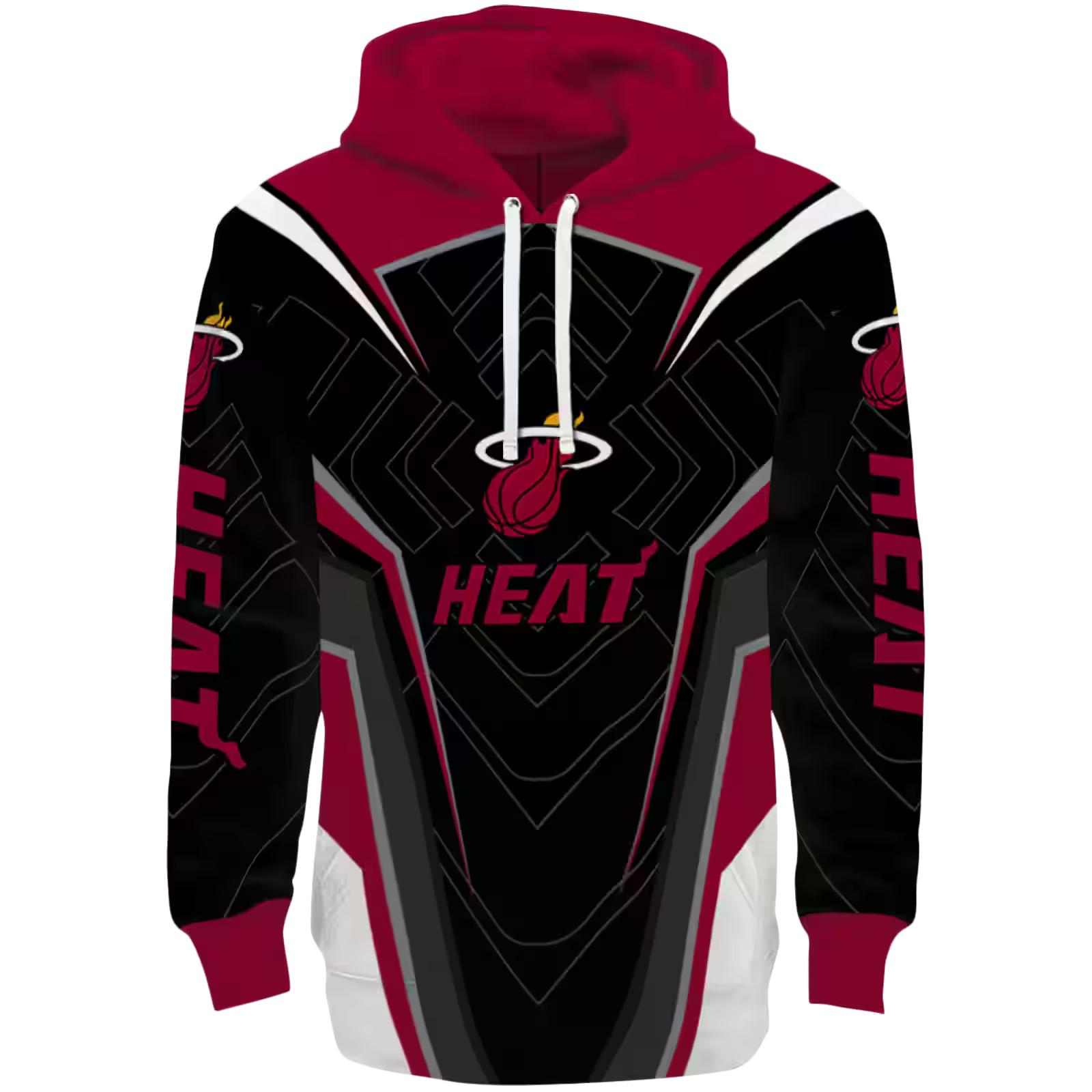 Miami Heat Futuristic Pattern Red Black Hoodie