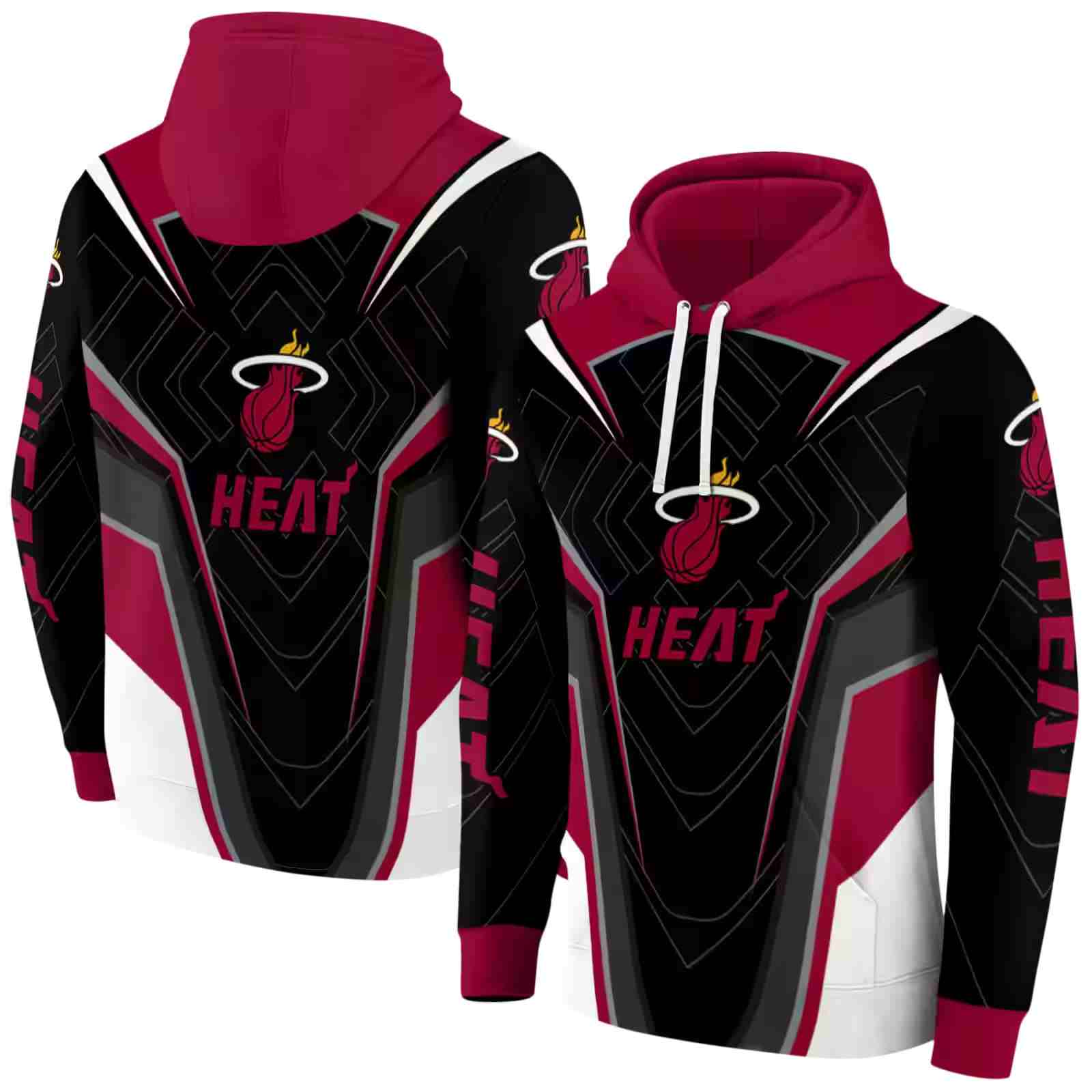 miami heat futuristic pattern red black hoodie fashion forward