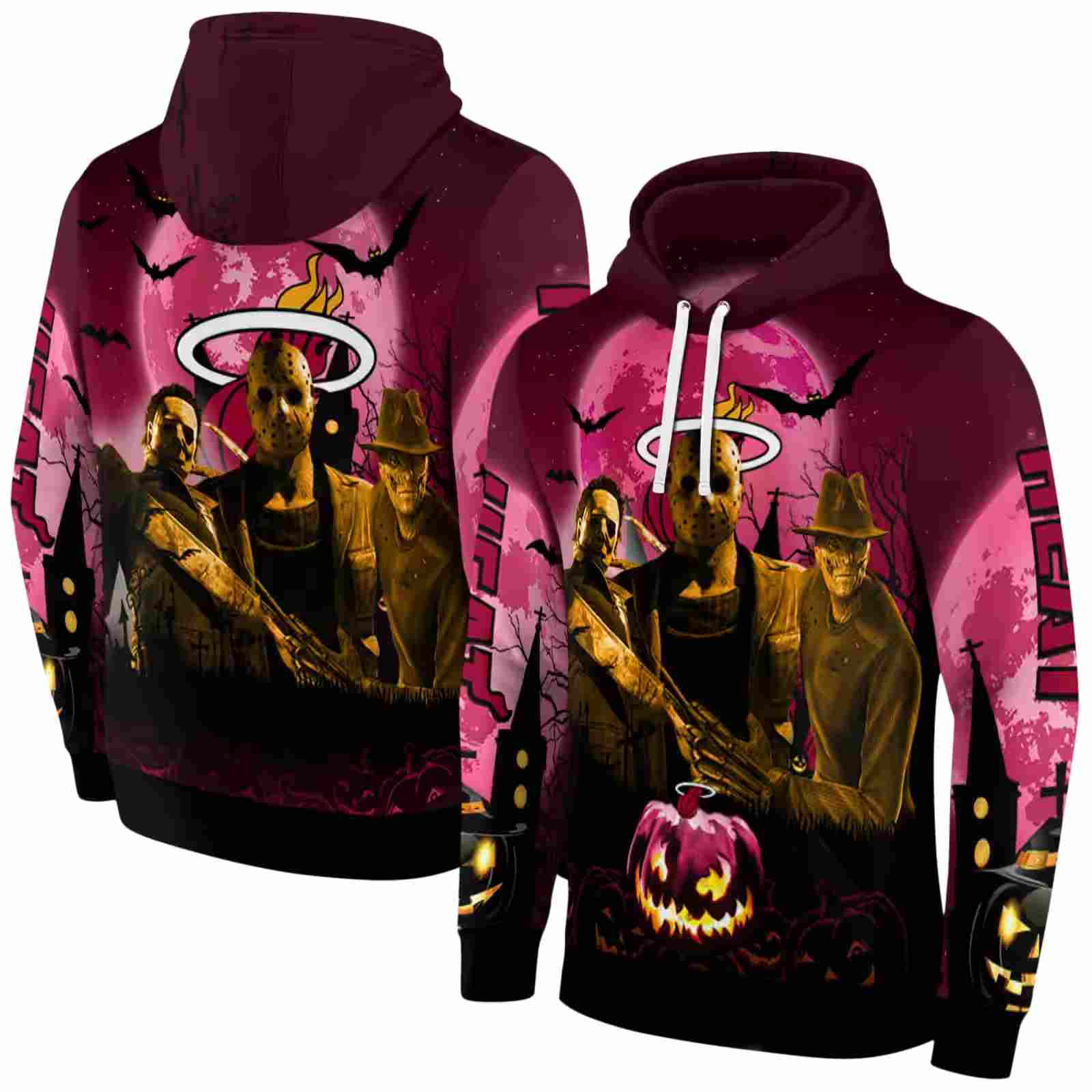 miami heat halloween vibes red black hoodie fashion forward