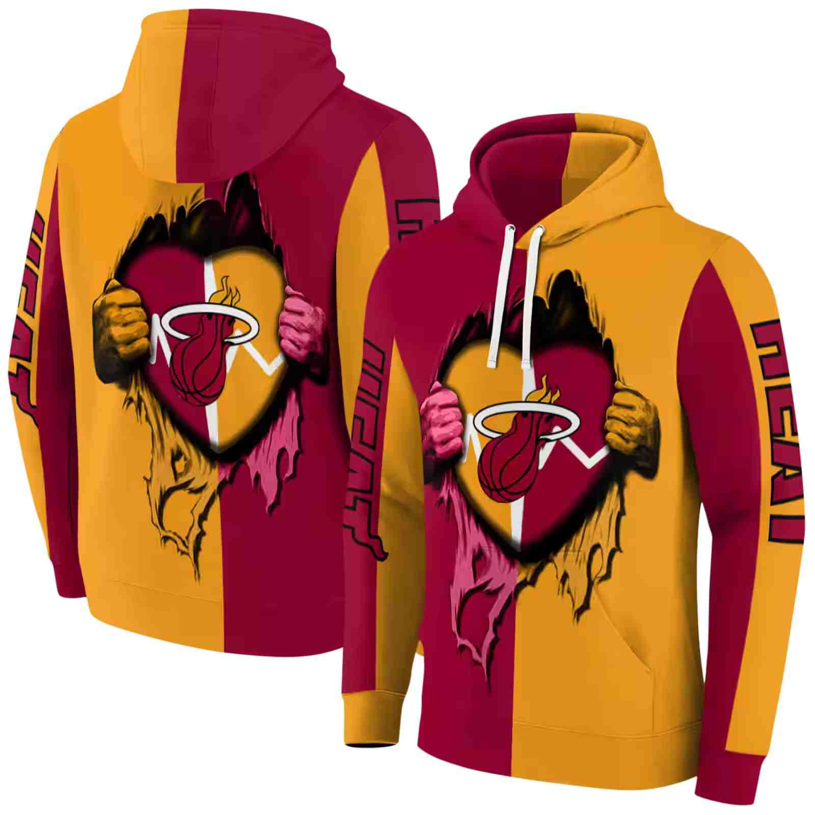 miami heat heartbeat graphic red hoodie fashion forward