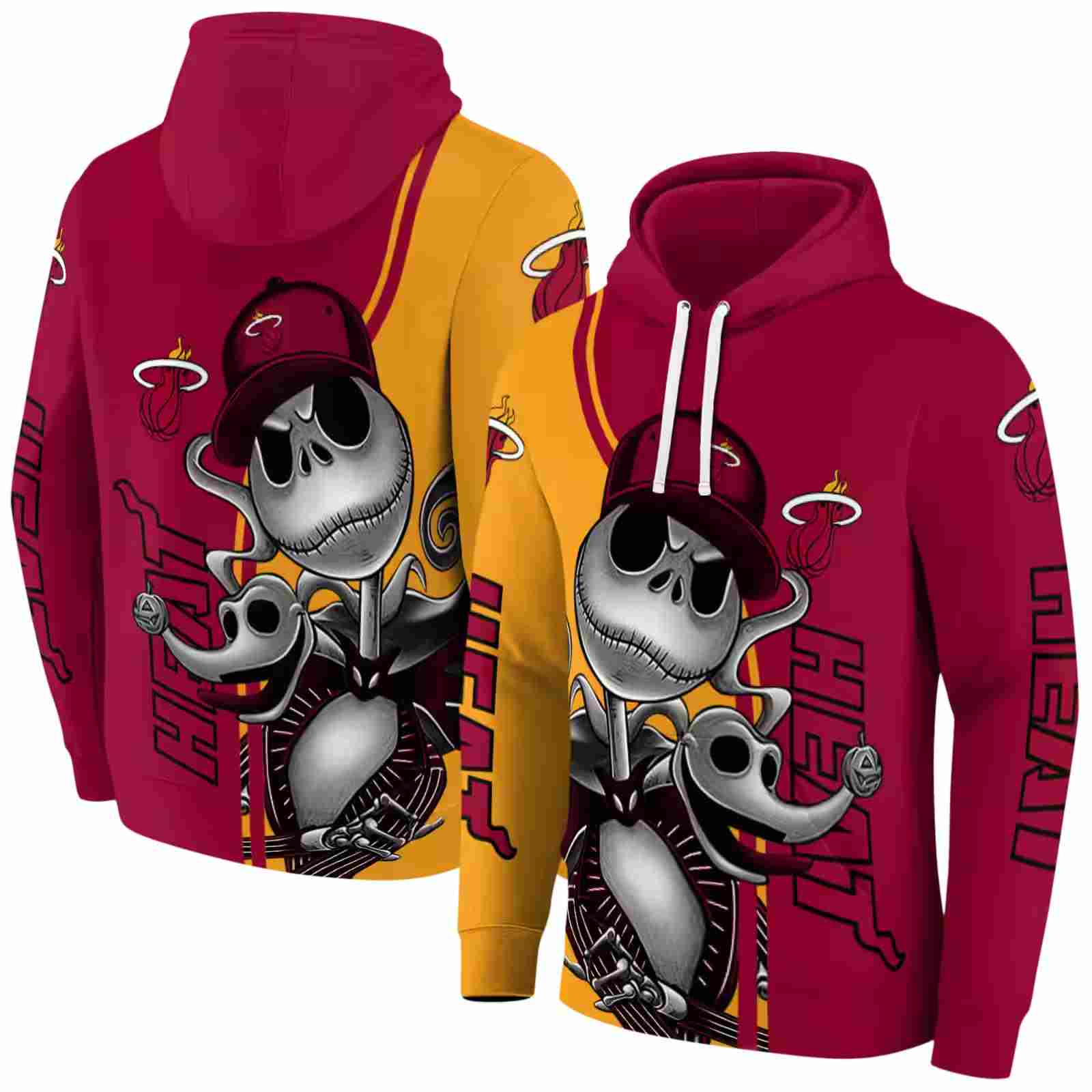 miami heat jack skellington red hoodie fashion forward