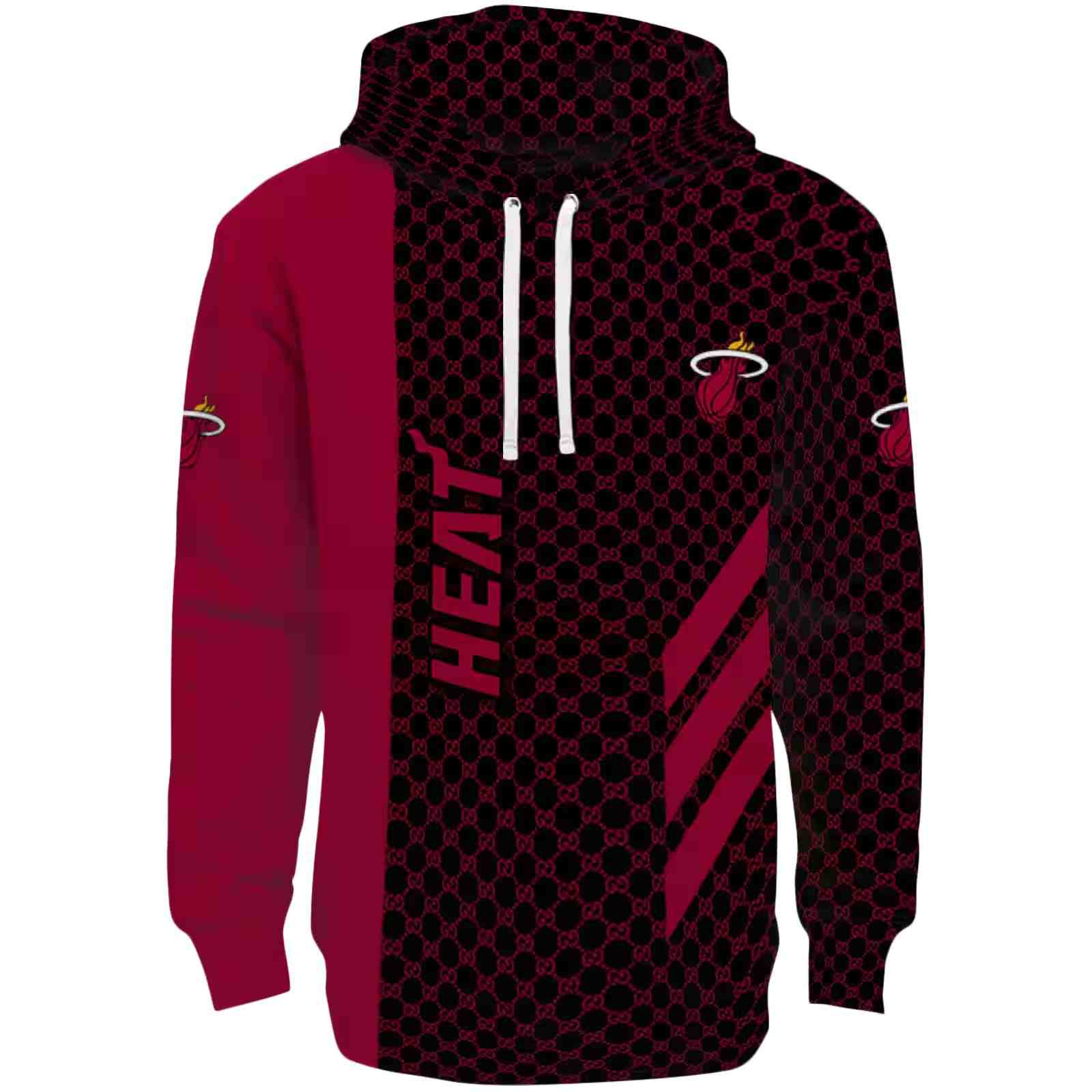 Miami Heat Monogram Pattern Red Hoodie