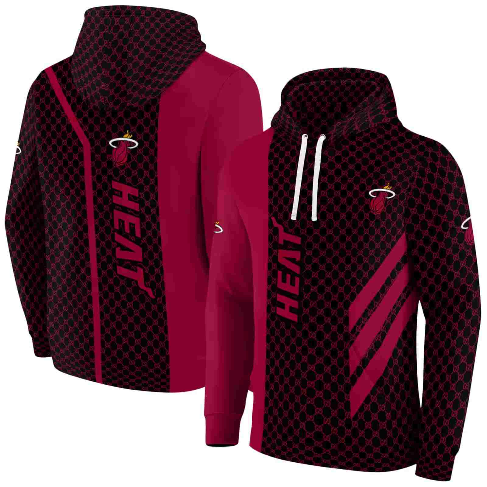 miami heat monogram pattern red hoodie fashion forward