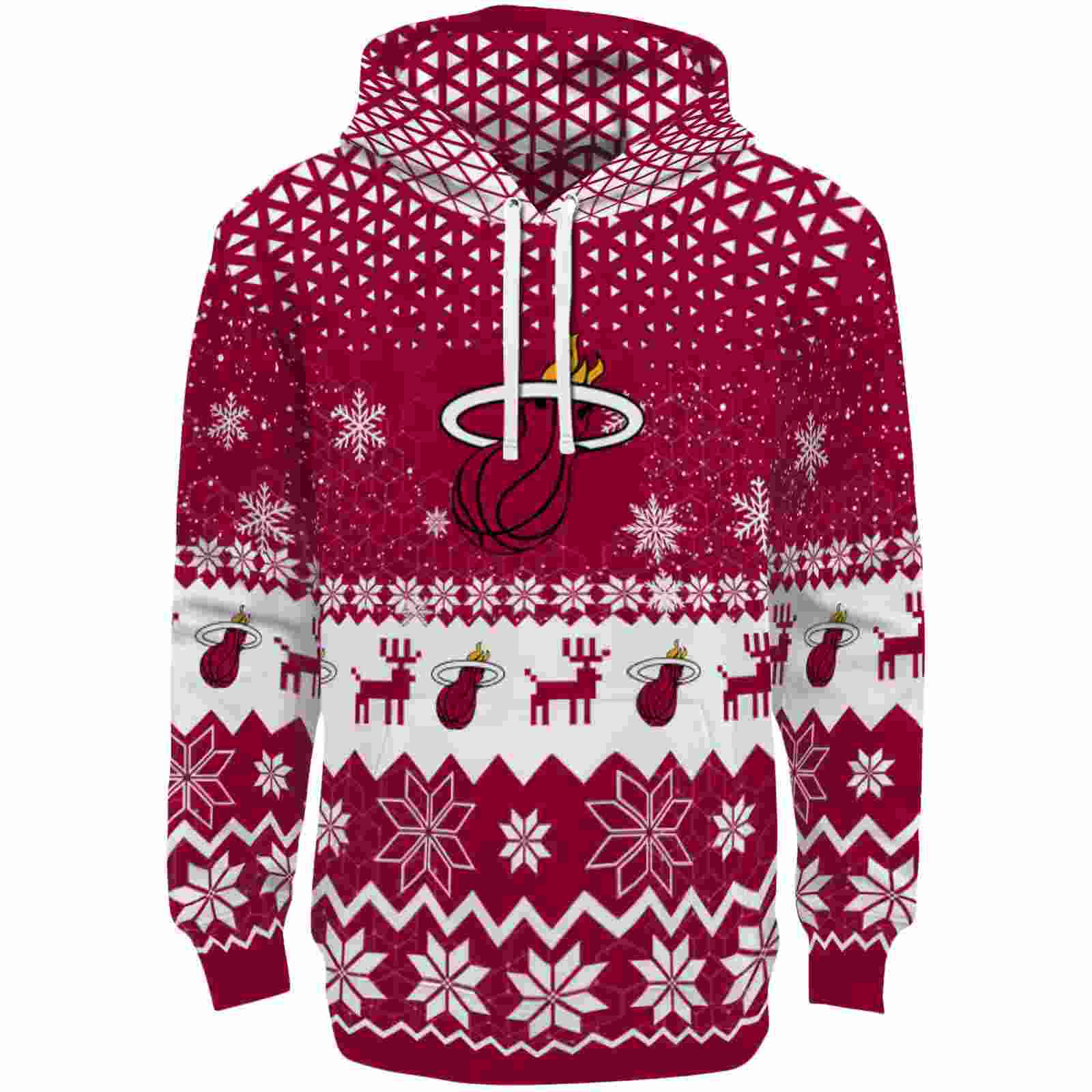 Miami Heat Reindeer Motif Red Hoodie