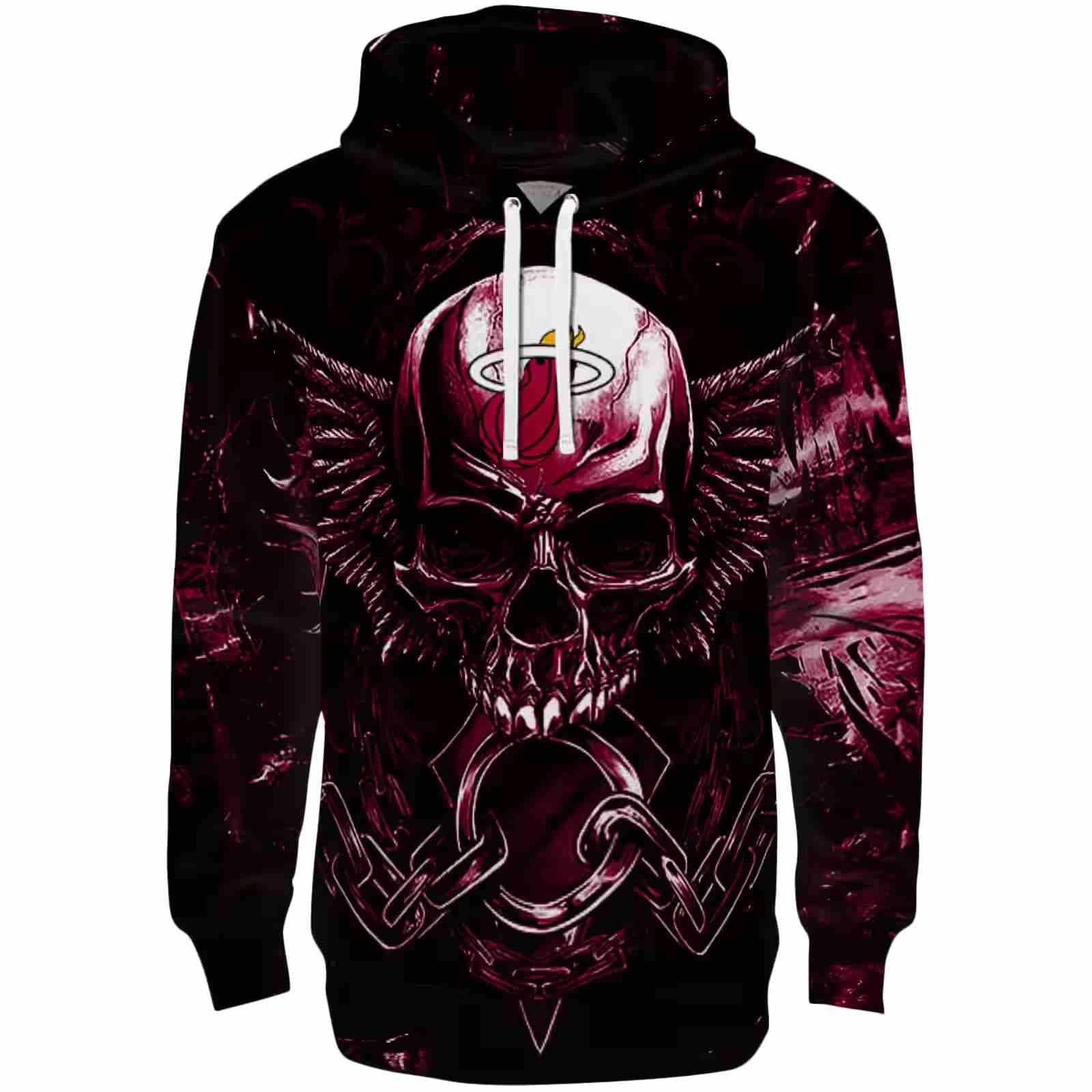 Miami Heat Skull Artwork Red Black Hoodie