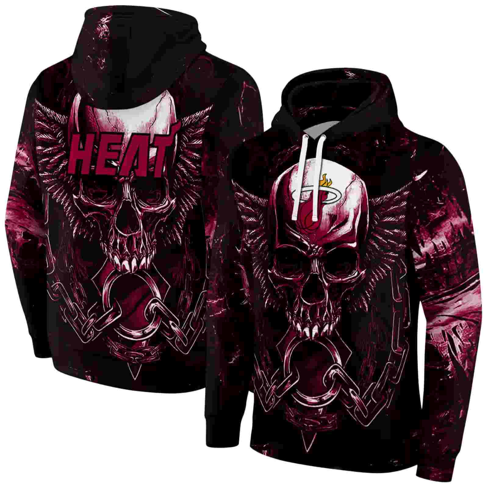 miami heat skull artwork red black hoodie fashion forward