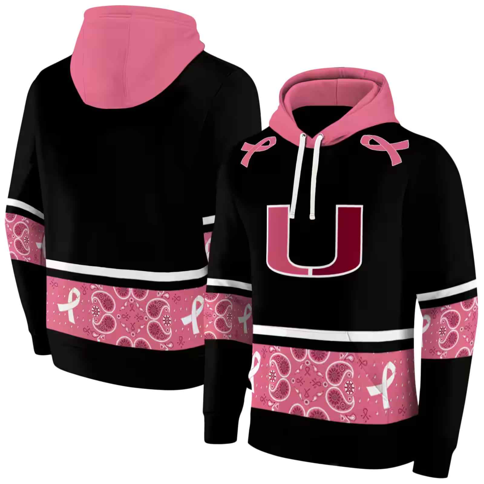 miami hurricanes awareness ribbon black pink hoodie fashion forward