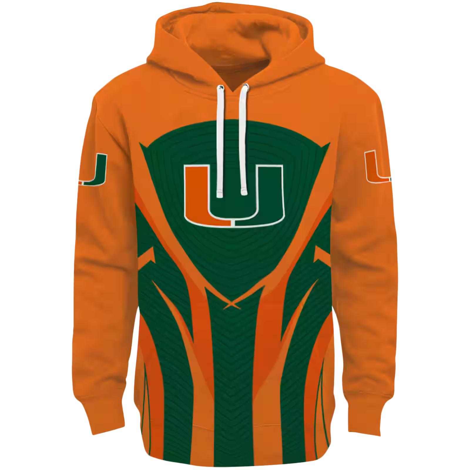 Miami Hurricanes Concentric Lines Orange Black Hoodie