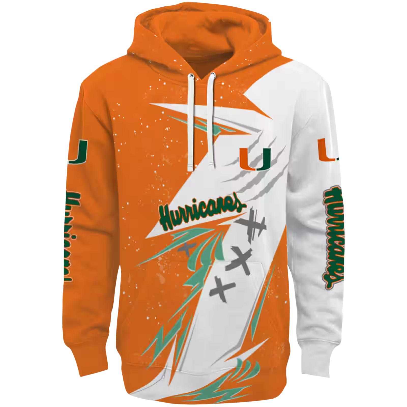 Miami Hurricanes Dynamic Slash Orange White Hoodie