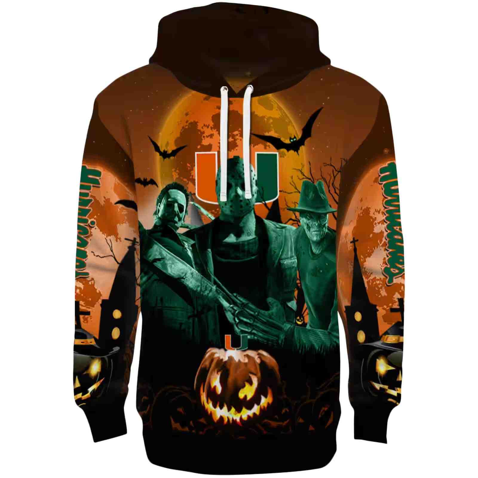 Miami Hurricanes Halloween Vibes Orange Black Hoodie