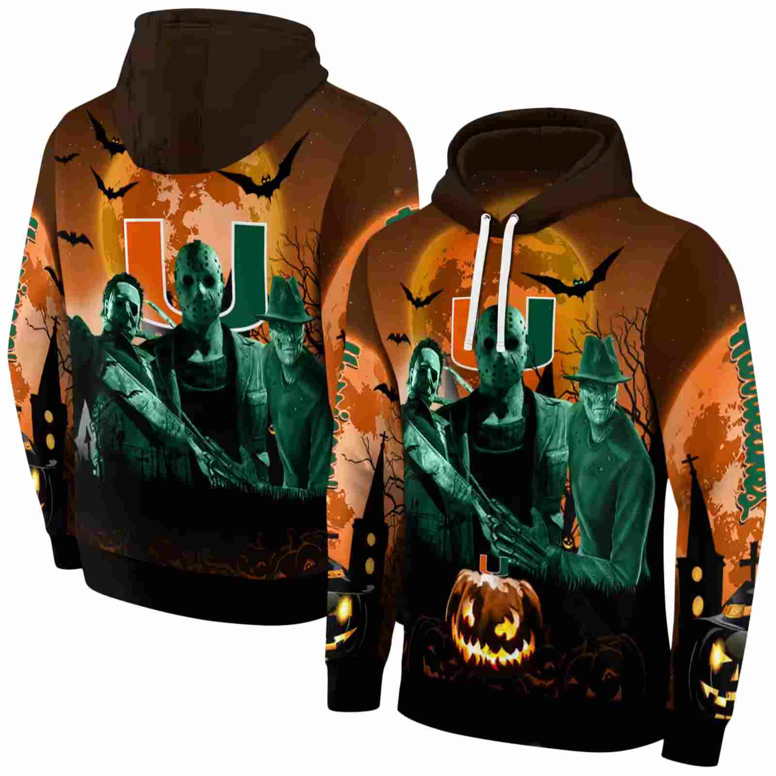 miami hurricanes halloween vibes orange black hoodie fashion forward