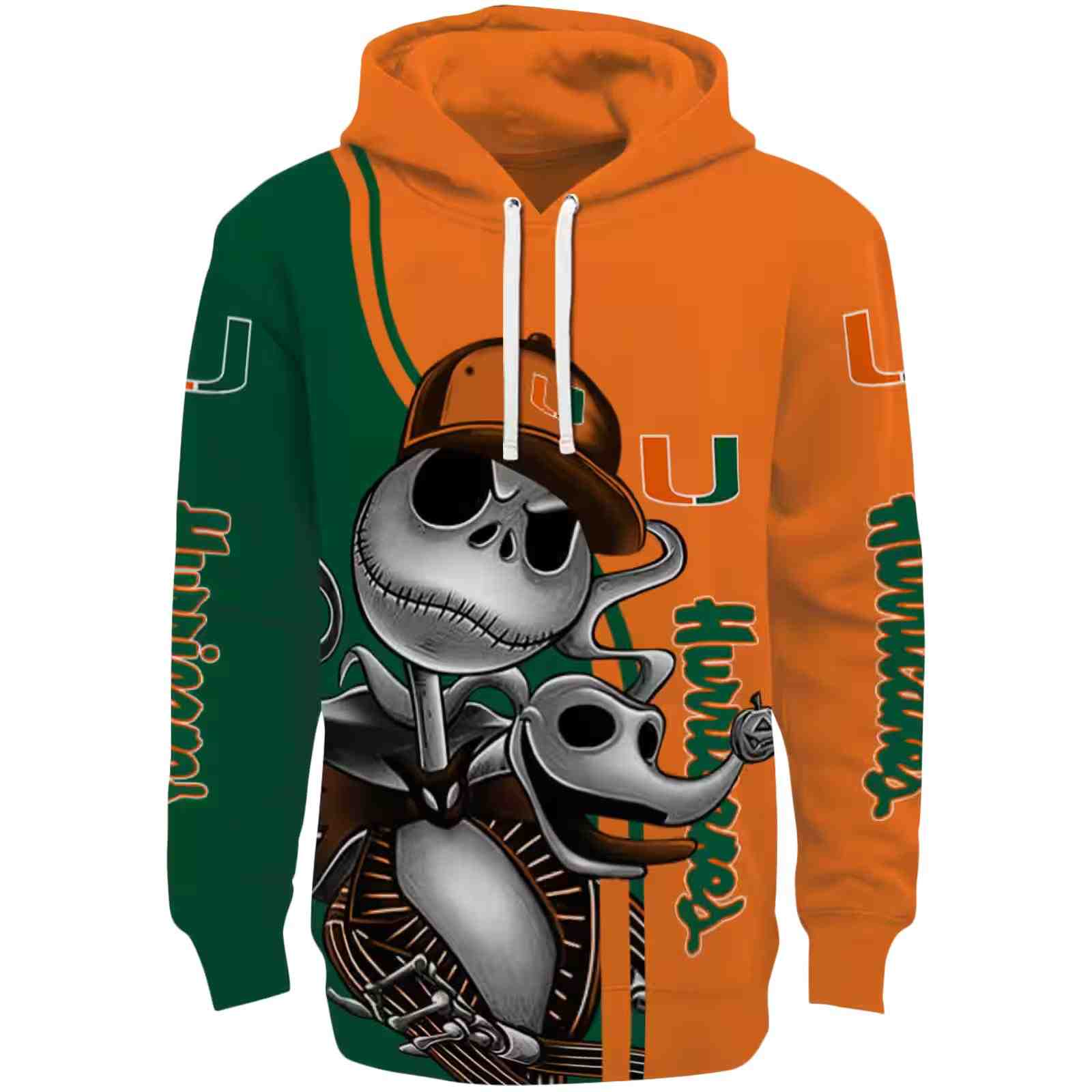 Miami Hurricanes Jack Skellington Orange Hoodie