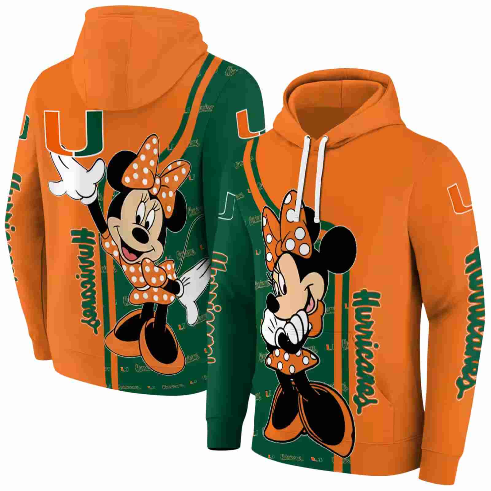 miami hurricanes minnie mouse orange hoodie fashion forward