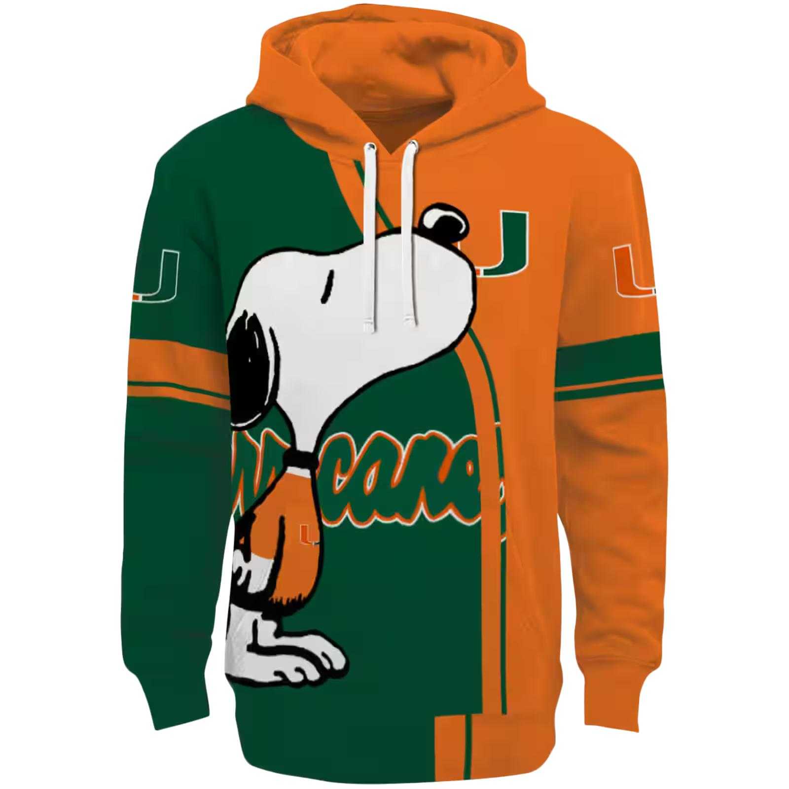 Miami Hurricanes Playful Snoopy Orange Hoodie